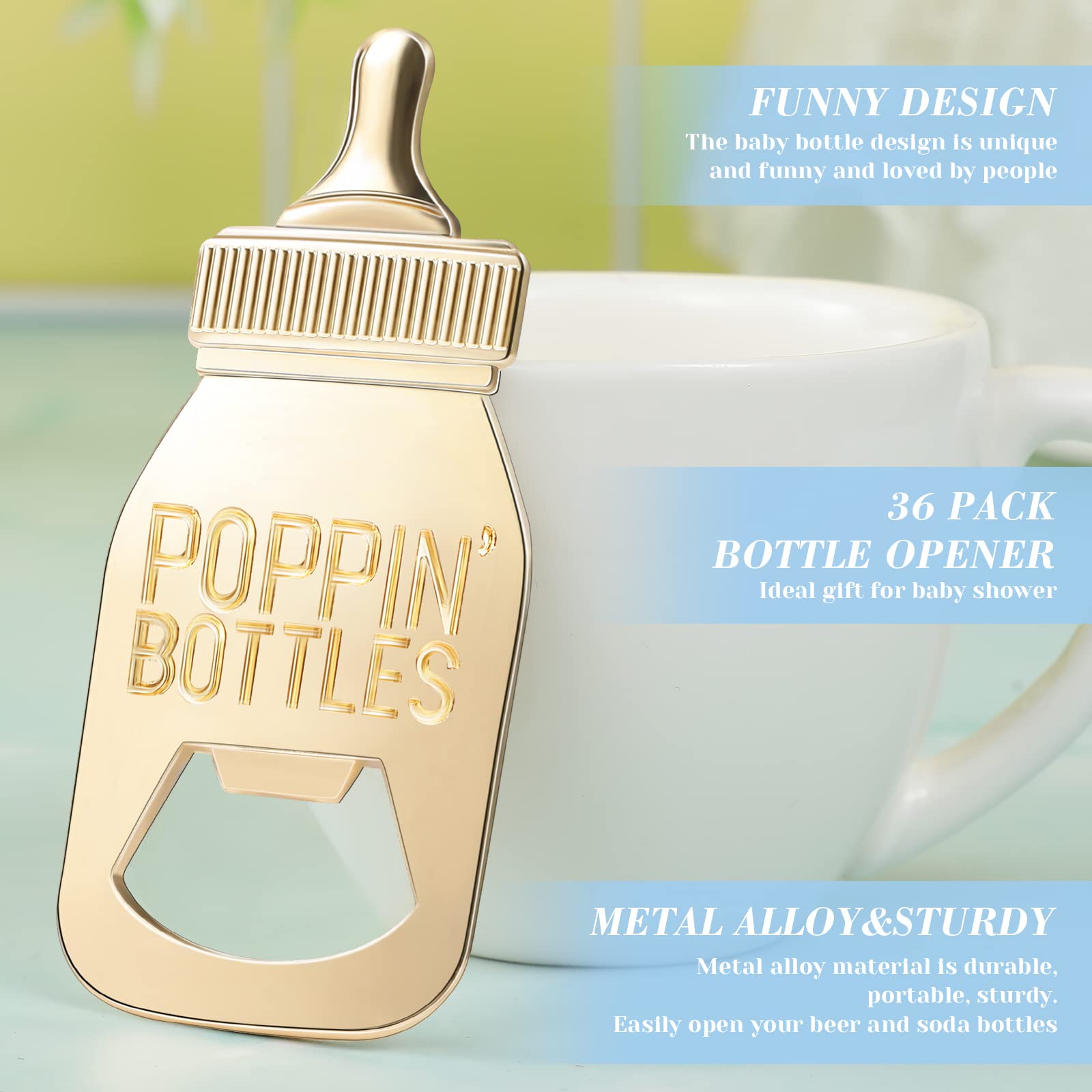 50 Pieces Cute Baby Bottle Openers - Baby Shower Favors, Gender Reveal Party Souvenirs, Guest Prizes for Boys & Girls - Blue Box - Perfect for Baby Showers, Birthday Parties & Thank You Gifts
