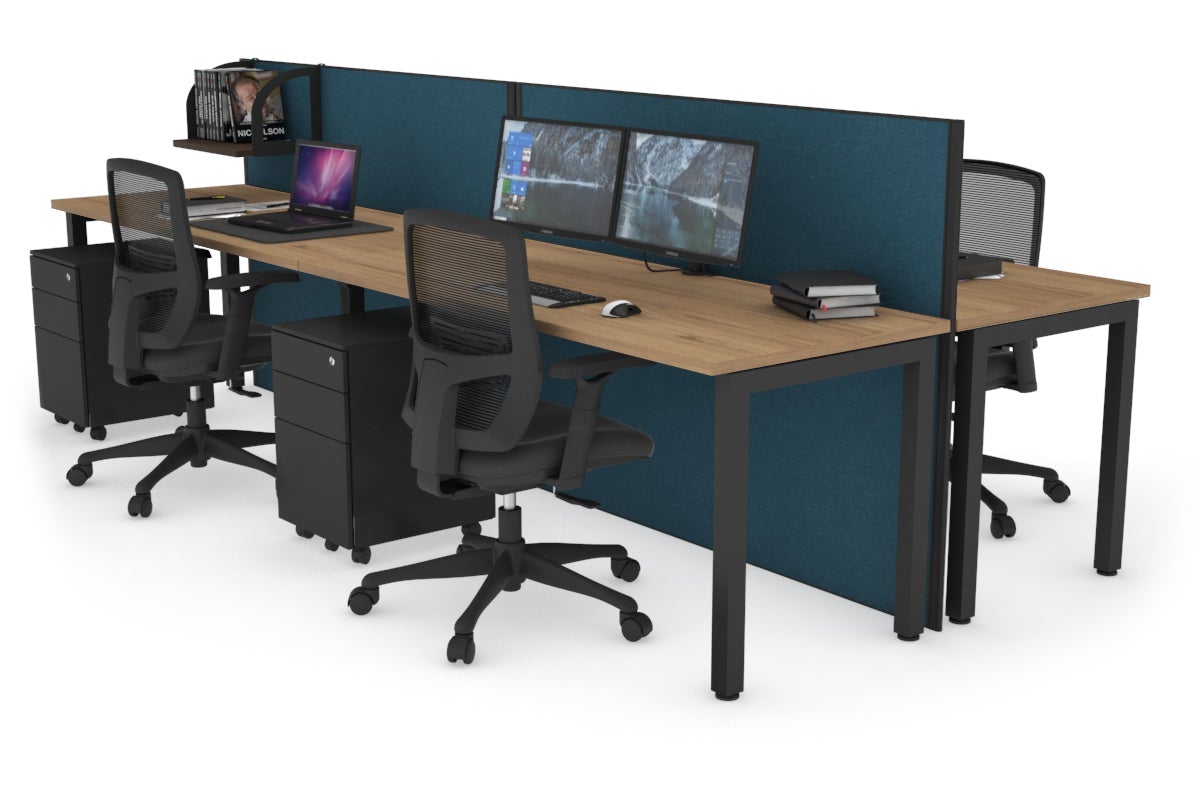 Horizon Quadro 4-Person Office Workstation Bench with Square Legs - 1800L x 700W Dimensions - Perfect for Conference Rooms, Coworking Spaces & Office Workstations