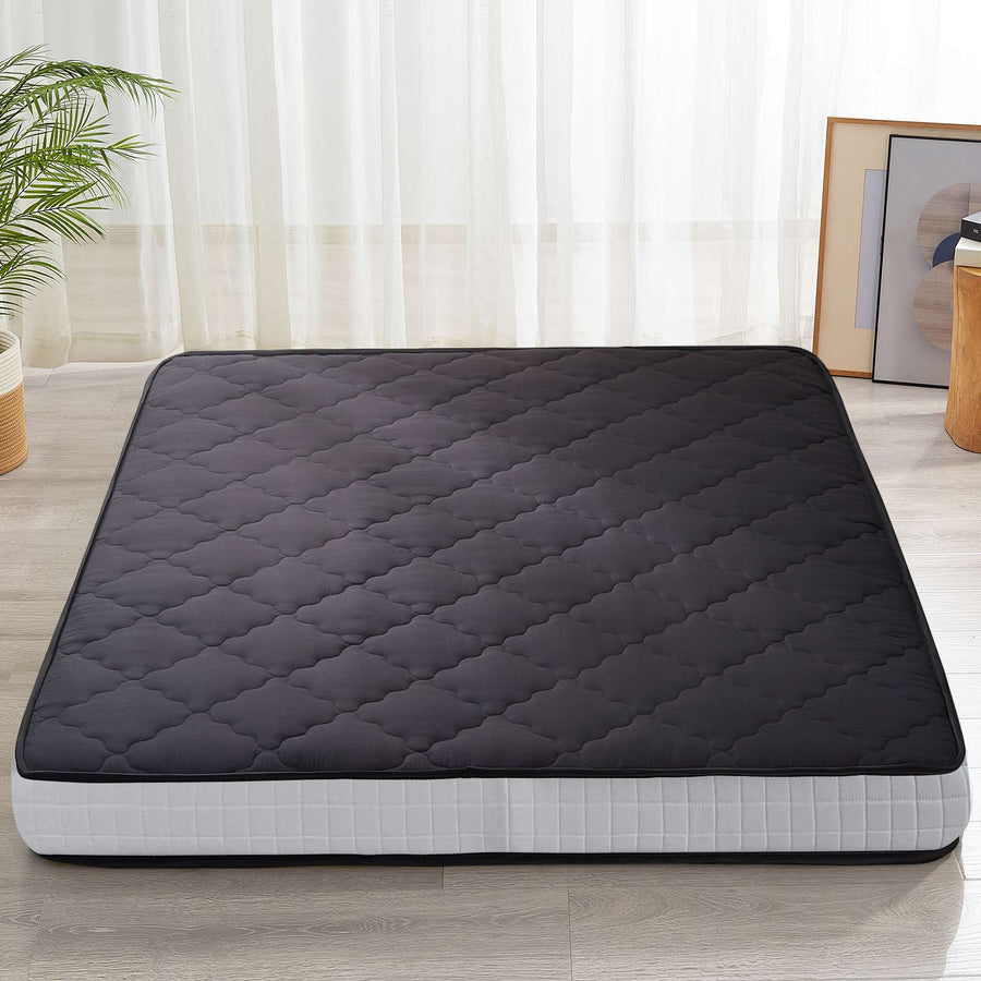 MAXYOYO Extra Thick Foldable Japanese Floor Mattress - Black | Comfortable Futon for Guest Bed, Camping & Small Space Living