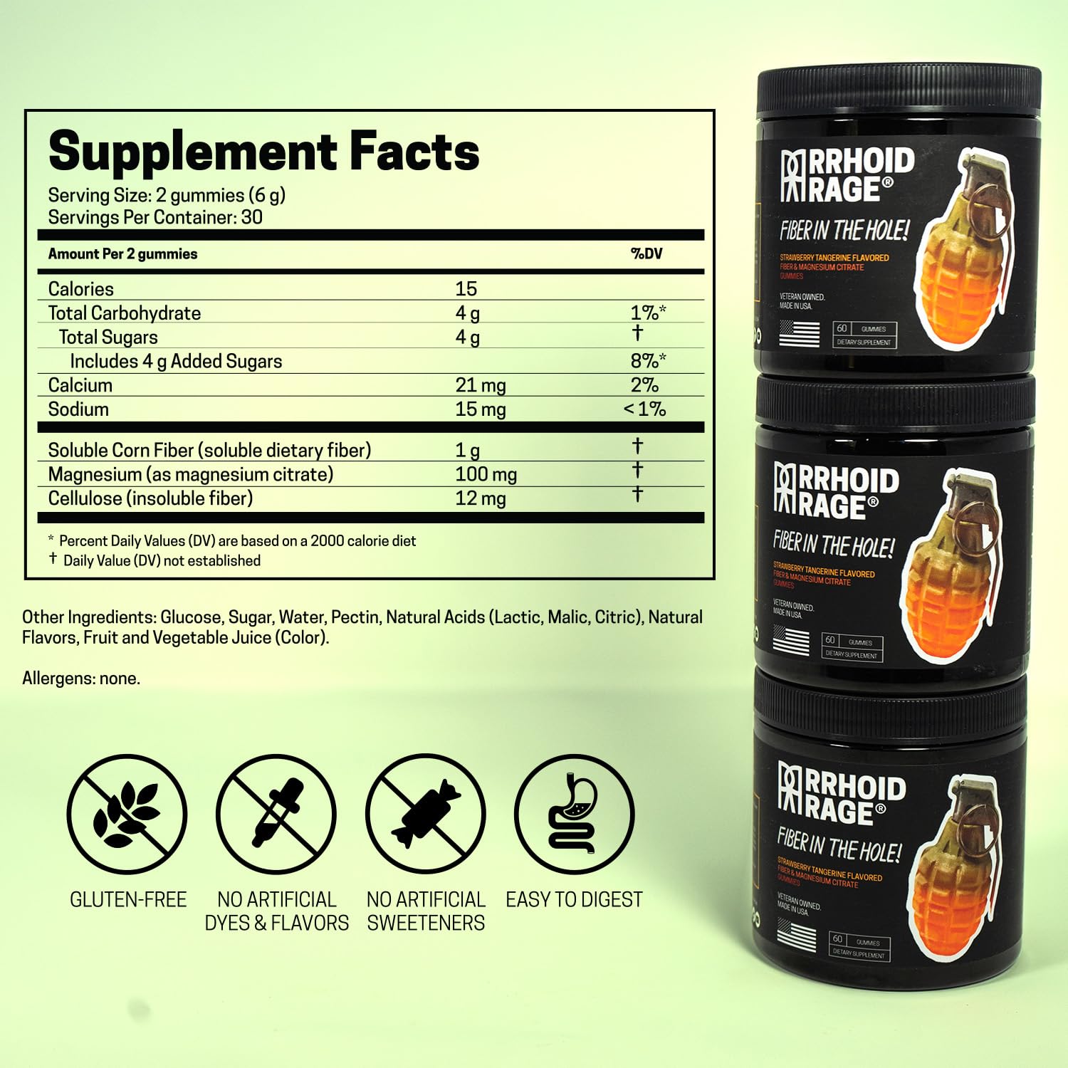 Fiber and Magnesium Gummies for Digestive Health - Soluble & Insoluble Fiber Supplement, Constipation Relief & Hemorrhoid Prevention - 60 Count, Made in USA | Ideal for Daily Gut Health & Wellness Routine