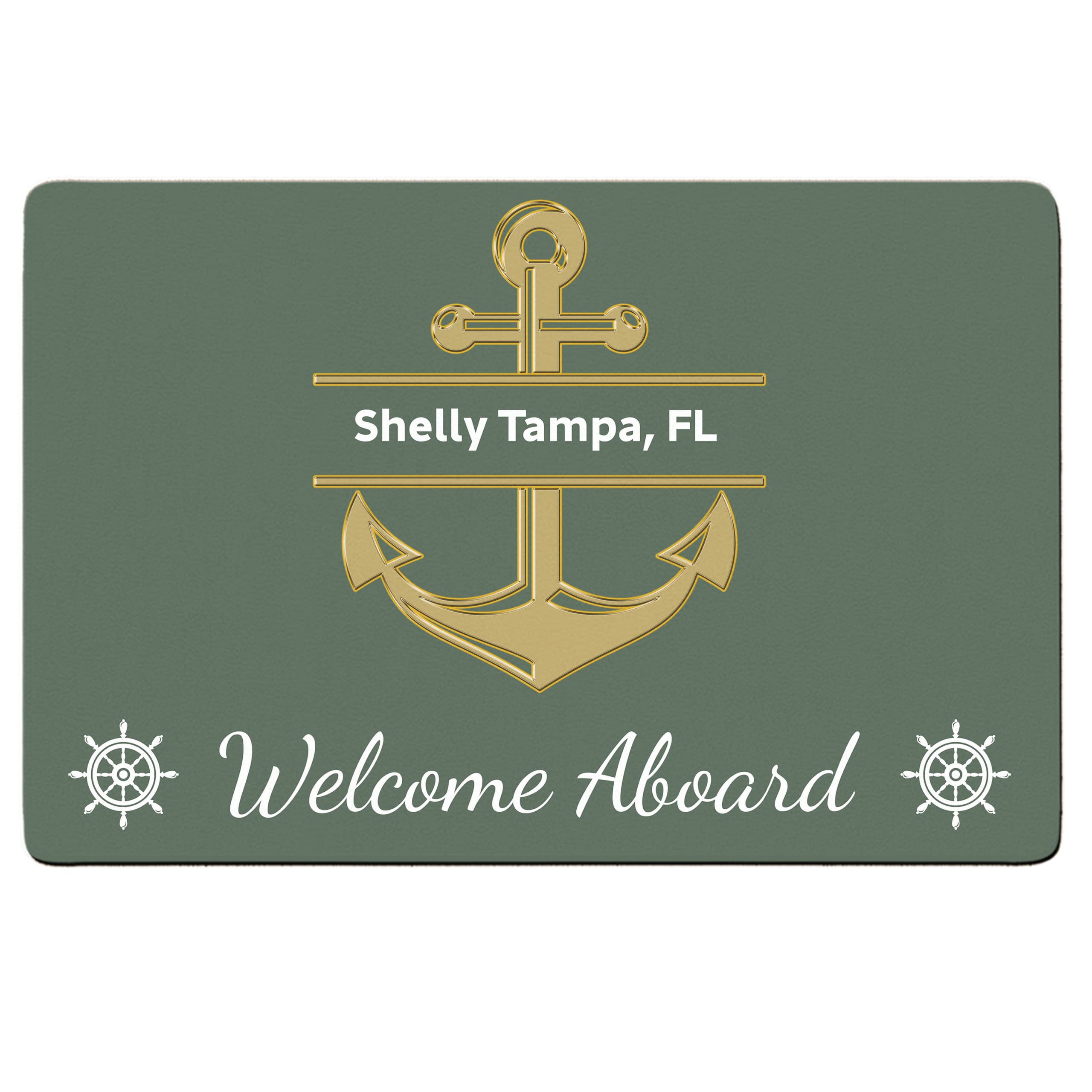 Custom Personalized Welcome Aboard Boat Mat - Non-Slip Washable Anchor Door Mat with Name, Perfect Nautical Gift for Yacht Owners & Sailors | Ideal for Indoor/Outdoor Use on Boats, Decks & Marine Entrances