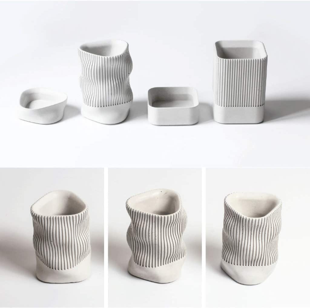 Concrete Pen Holder & Desk Organizer - Wavy Shape Pencil Cup for Office & Home, Minimalist Cement Pencil Holder for Men & Women | Perfect for Desks, Study Tables & Workspace Organization