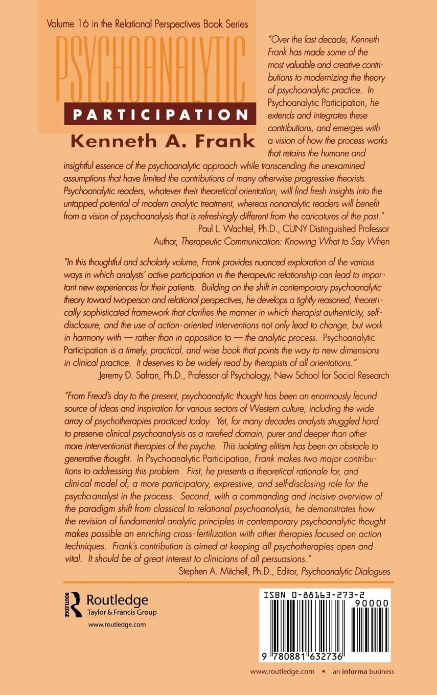 Psychoanalytic Participation: Action, Interaction, and Integration - Relational Perspectives Book Series | Essential Reading for Psychology Students & Therapists | Perfect for Clinical Practice & Academic Research