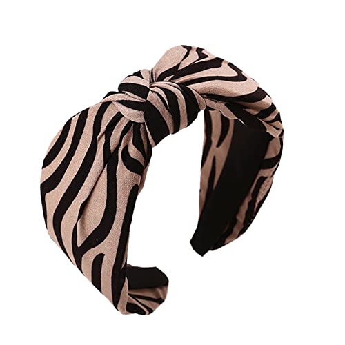 Women's Stretchy Printed Headband - Soft Elastic Hair Wrap Bandana for Women & Girls - Perfect for Workouts, Yoga, Running & Fashion Accessories (Brown, One Size)