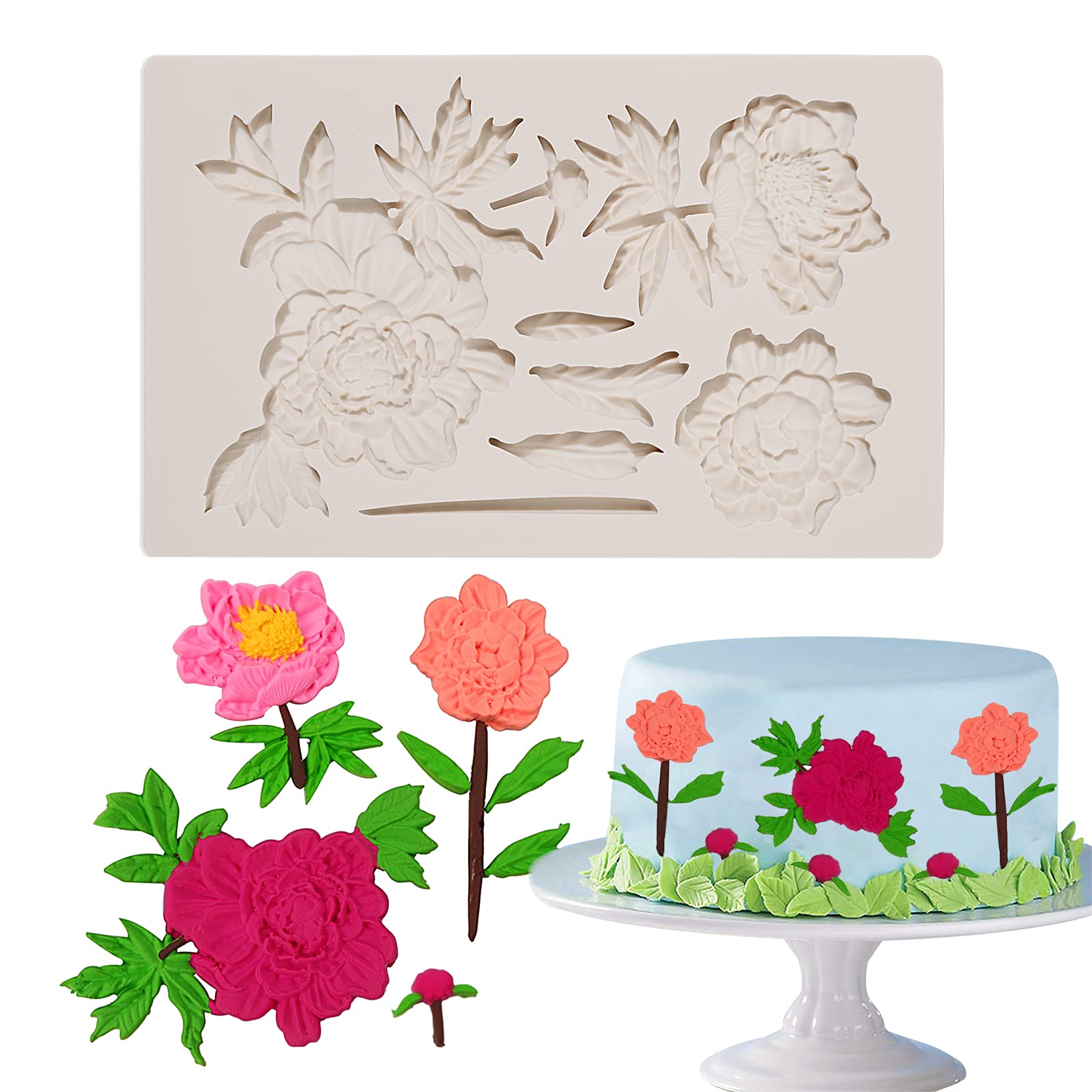 Premium Silicone Rose Flower with Leaves Chocolate Molds - Wedding Cake Decorating, Birthday Cupcake Toppers, Baking & DIY Polymer Clay Crafts - Perfect for Romantic Desserts, Party Treats & Handmade Gift Making