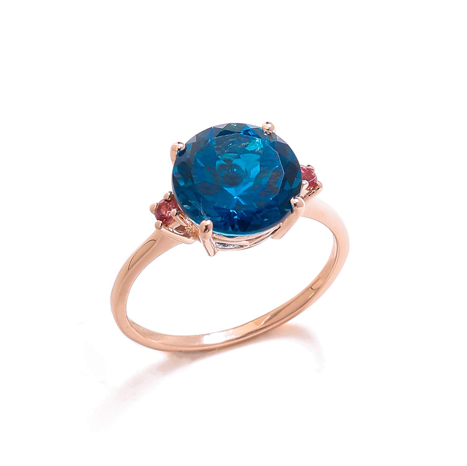3.90 Ct London Blue Topaz & Pink Tourmaline 10K Rose Gold Engagement Ring for Women - Elegant Wedding Band, Anniversary Gift, Promise Ring for Her