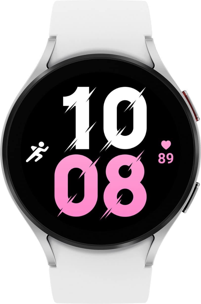 SAMSUNG Galaxy Watch 5 44mm Bluetooth Smartwatch with Body, Health, Fitness & Sleep Tracking | Sapphire Crystal Glass | Enhanced GPS | US Version | Silver Bezel & White Band (Renewed) | Perfect for Workouts, Running & Daily Activity Monitoring