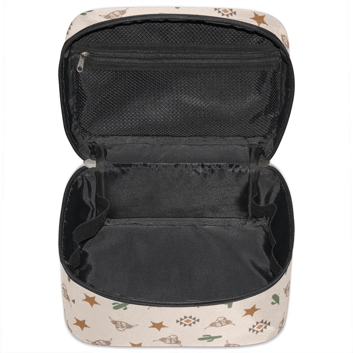 Highland Cow Makeup Bag for Women & Girls - Large Capacity Western Cactus Travel Cosmetic Organizer with Zipper - Perfect for Travel, Gym & Daily Makeup Storage