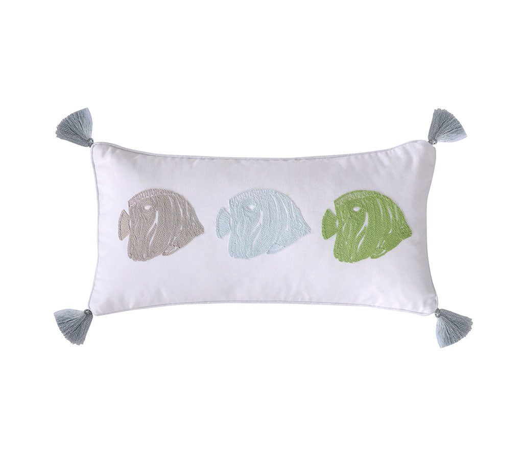 Deva Beach Fishes Pillow - Soft Decorative Throw Pillow for Living Room, Bedroom, or Beach House Decor - Perfect for Coastal and Nautical Themed Interiors