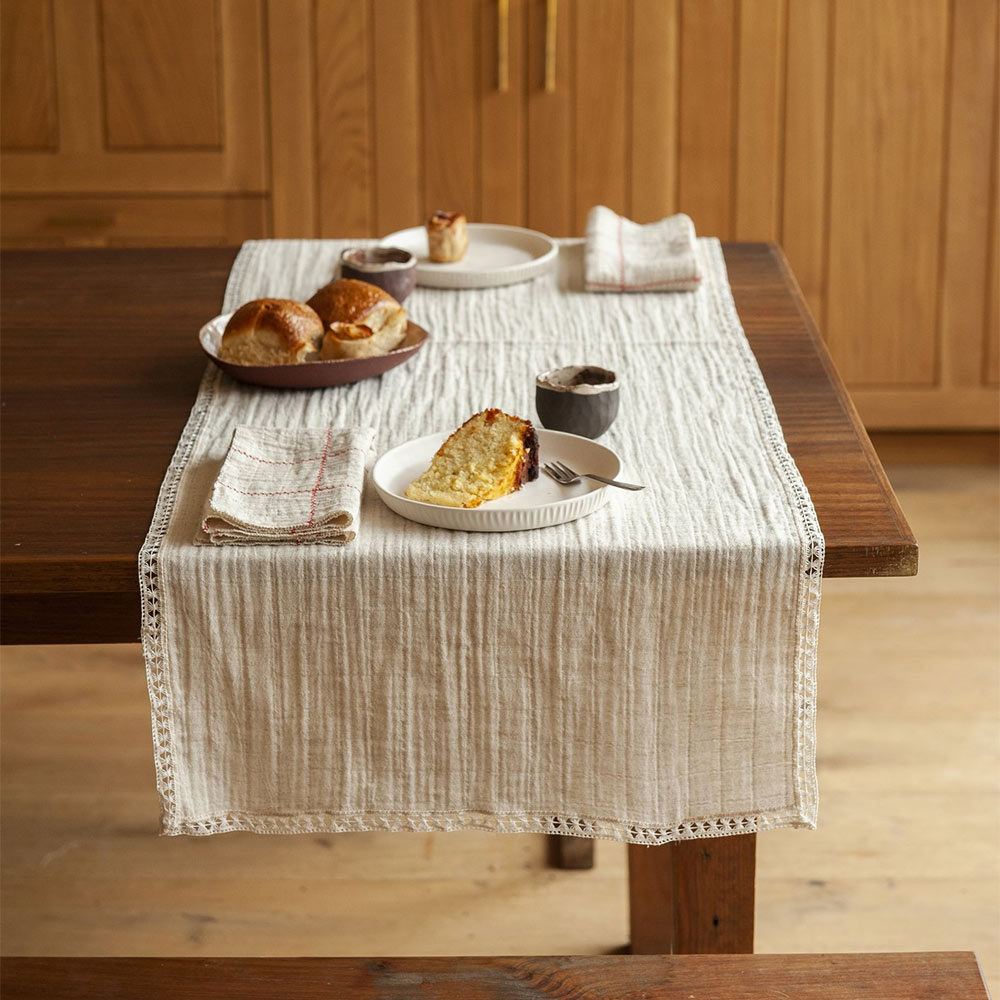 Premium Cotton & Linen Table Throw - Soft & Durable Table Runner for Dining Room Decor, Wedding, Party & Home Decoration - Elegant Table Cover for Everyday Use & Special Occasions