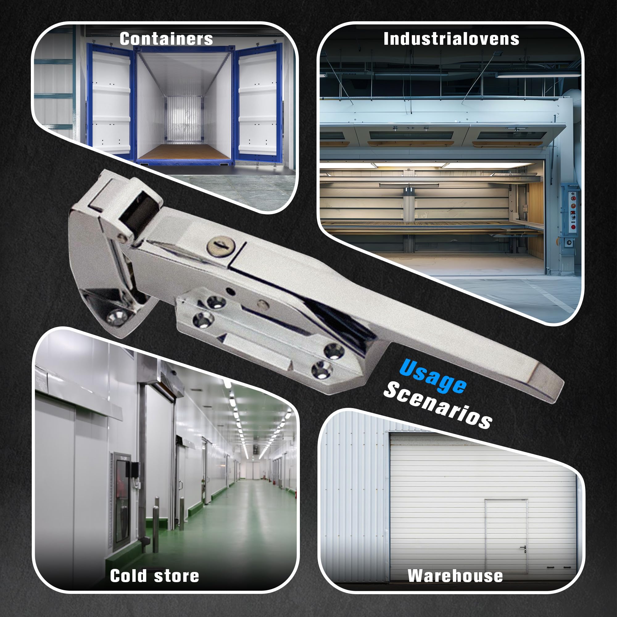 Stainless Steel Walk-in Cooler & Freezer Door Handle with Latch - 1.8 Inch Base Height for Commercial Refrigerators, Ovens, Lab Equipment | Durable Hardware for Food Service, Medical & Industrial Applications