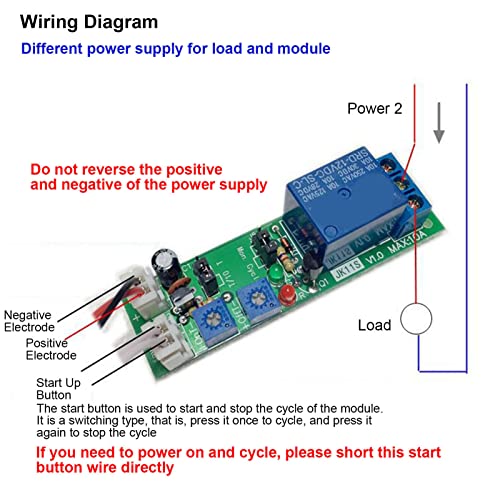 Garosa Adjustable Cycle Timer Relay Module - DC 5V 12V 24V Programmable Delay Switch for Circuit Testing, Fish Tank Intermittent Feeding (0-24 Hours) - Perfect for Home Automation, Aquarium Control & Electrical Projects