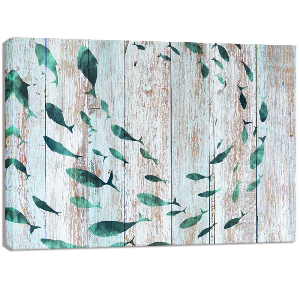 Abstract Fish Canvas Wall Art - Coastal Decor for Bedroom & Office