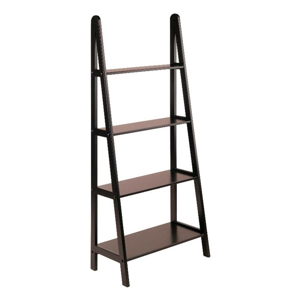Pemberly Row 4-Tier A-Frame Solid Wood Bookshelf - Espresso Finish for Living Room, Office, or Library Storage