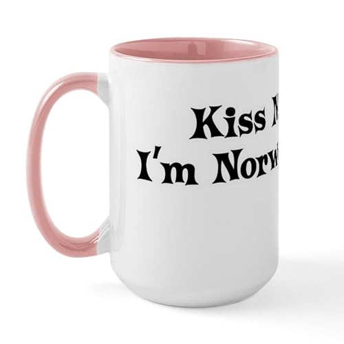 White/Pink Inside - Kiss Me, I'm Norwegian Large Mug