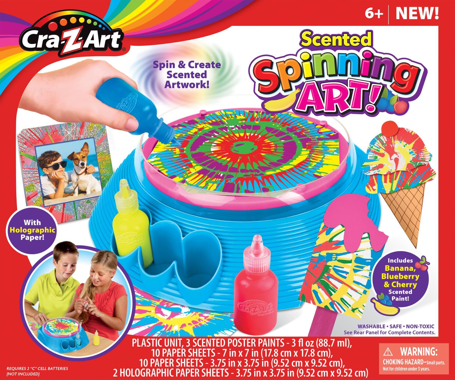 Cra-Z-Art Scented Spinning Art Machine for Kids - Creative DIY Spin Painting Kit with 6 Vibrant Colors - Perfect for Birthday Gifts, Classroom Activities & Sensory Play