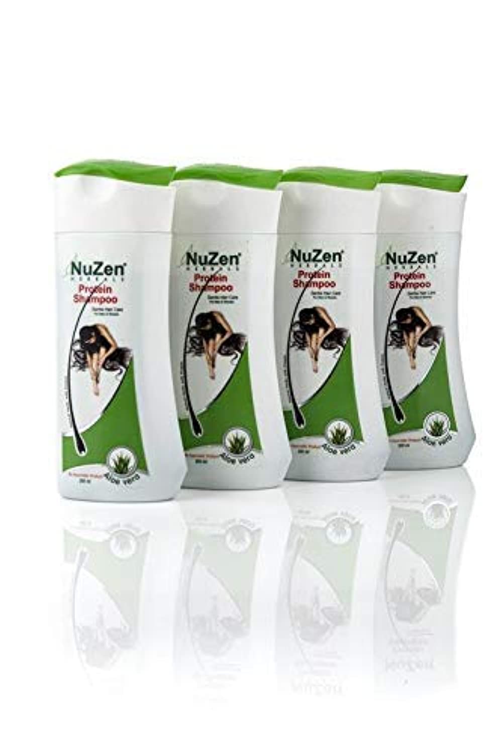 Nuzen Herbals Protein Shampoo for Hair Growth - Strengthens & Prevents Hair Loss with Aloe Vera, Soya Protein, Amla & Bhringraj - 200ml (Pack of 4) - Ideal for Daily Hair Care & Damaged Hair Repair