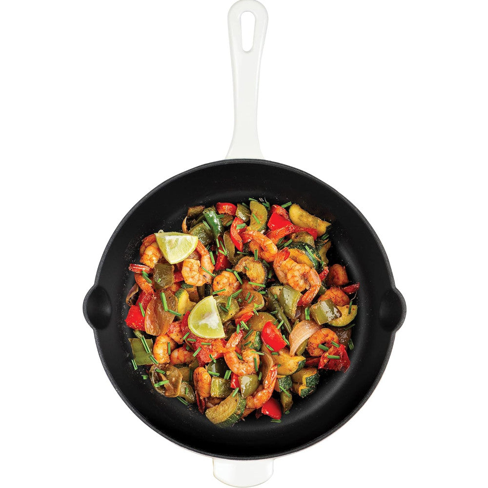 Cuisinart CI22 24PWHC 10-Inch (25cm) Pearl White Cast Iron Skillet - Perfect for Searing, Frying & Baking - Ideal for Stovetop, Oven & Outdoor Cooking