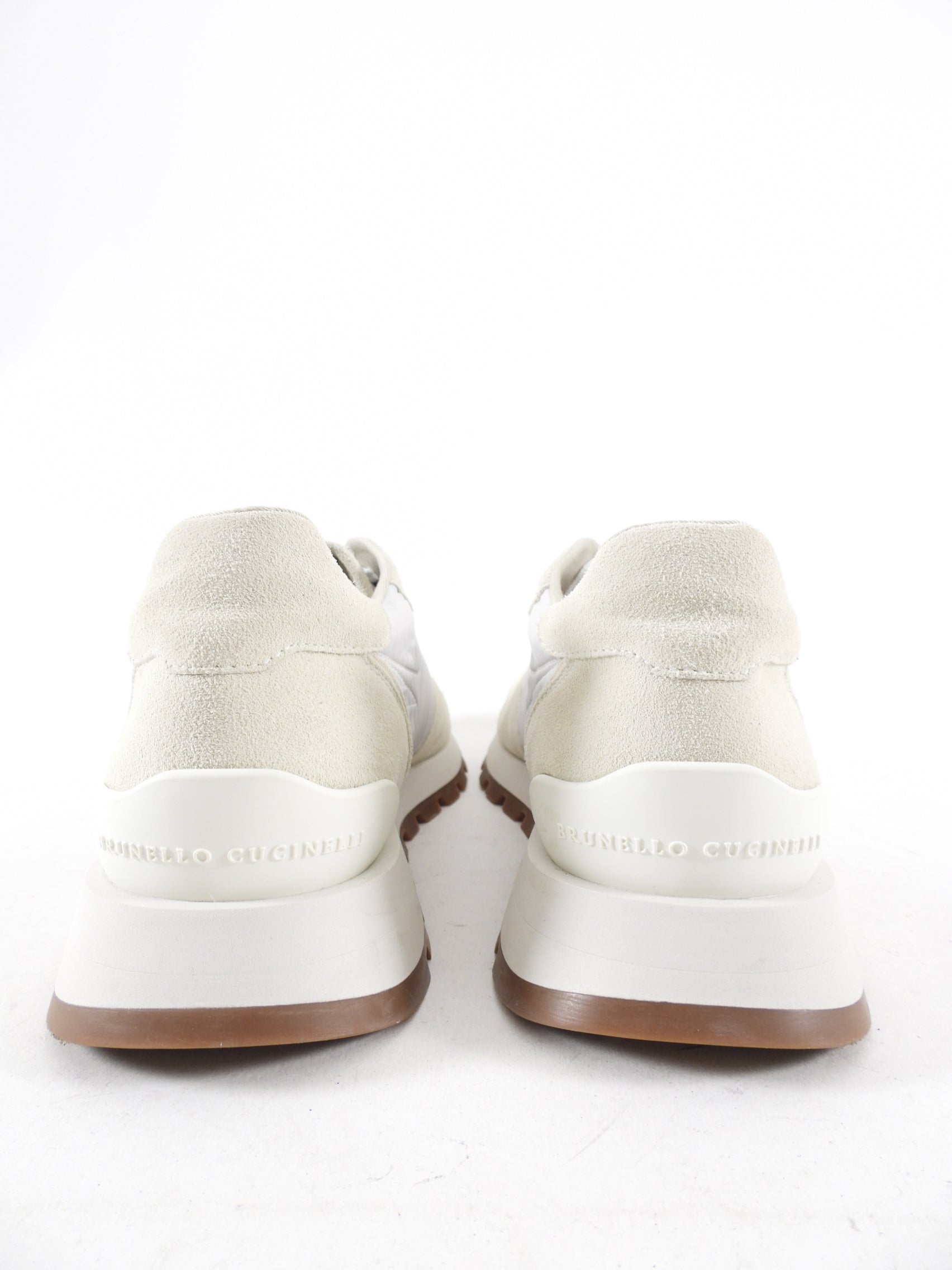 Brunello Cucinelli Off-White Leather & Nylon Monili Sneakers - Size 40 | Luxury Casual Shoes for Men | Perfect for Everyday Wear & Stylish Outings