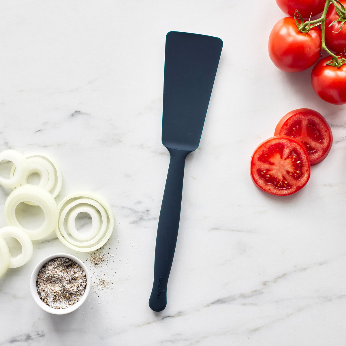 Premium Silicone Burger Turner Spatula - Heat Resistant & Non-Stick Kitchen Tool for Grilling, Flipping Patties - Oxford Blue Color - Perfect for BBQ, Backyard Cookouts & Restaurant Use