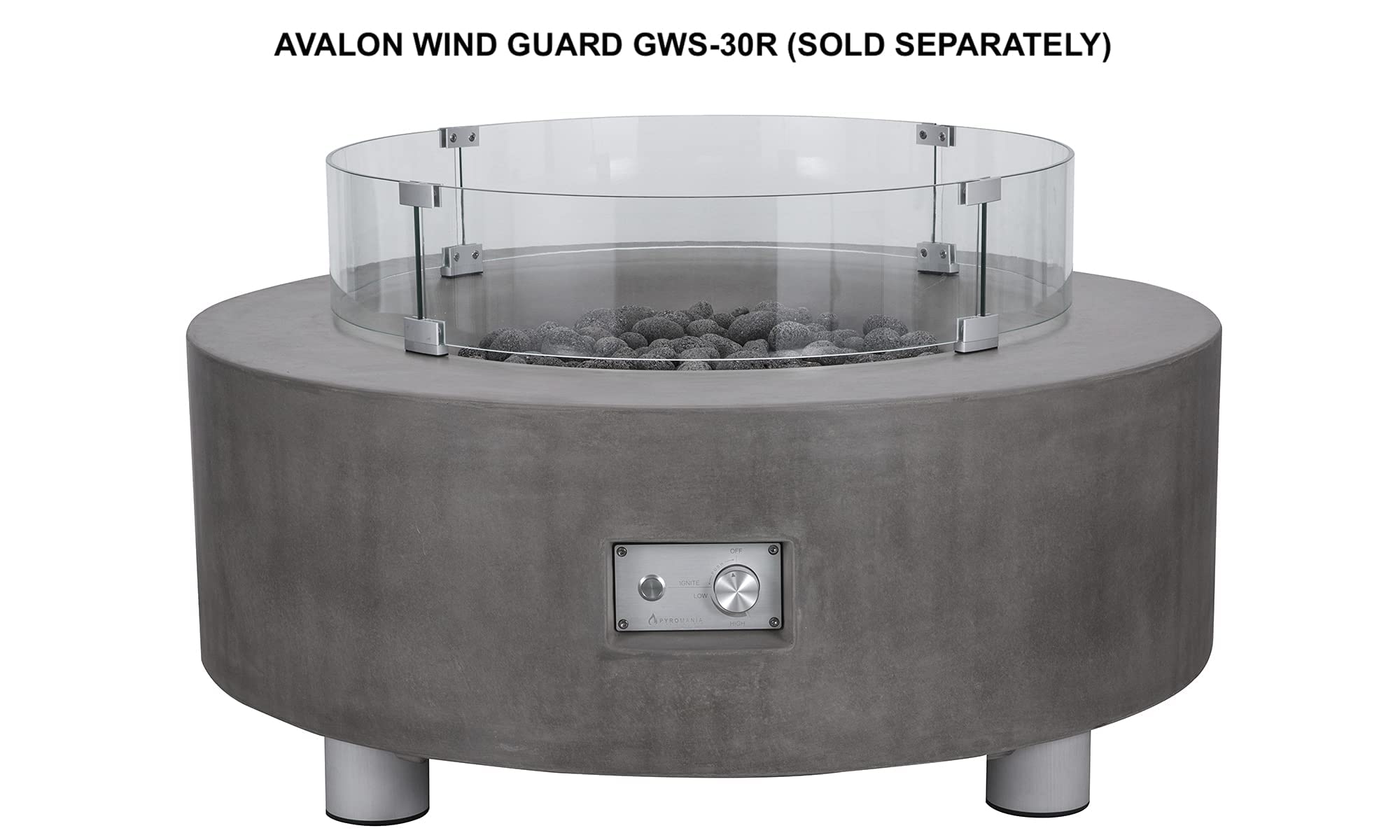 Pyromania 30-Inch Round Glass Wind Guard for Outdoor Fire Pit Tables - Perfect for Patio, Deck, and Backyard Gatherings