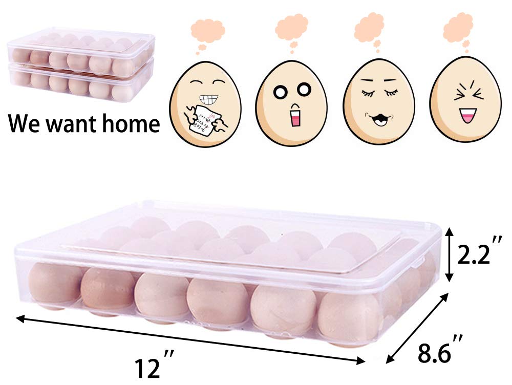 Sooyee 2-Pack Clear Plastic Egg Storage Containers - Stackable Refrigerator Egg Holder for 48 Eggs, Perfect for Deviled Egg Tray, Countertop Organization & Party Food Display
