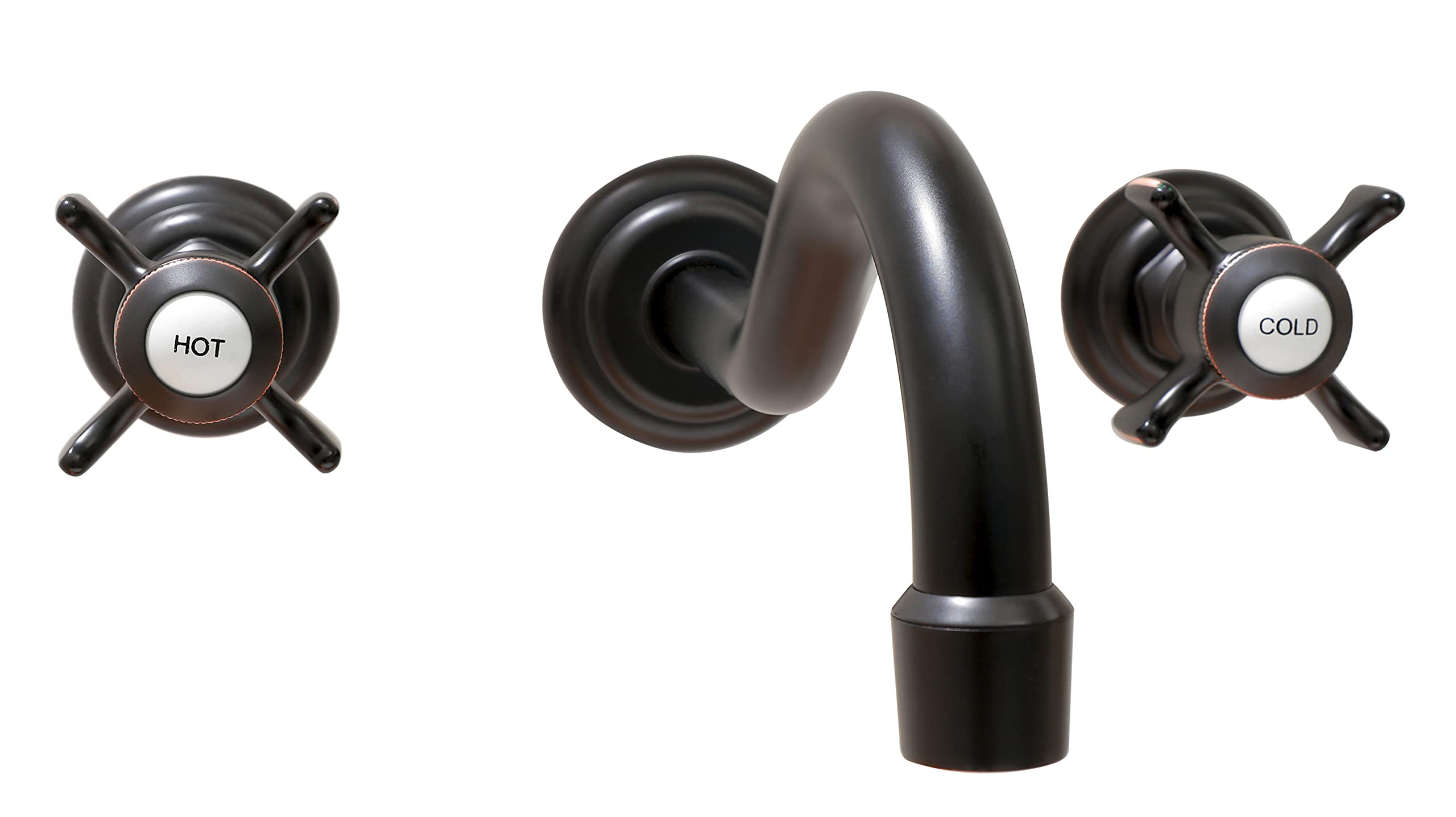 Vintage Two Handle Wall Mount Bathroom Sink Faucet - Oil Rubbed Bronze Finish with Rough-in Valve - Perfect for Farmhouse, Rustic, or Antique Style Bathrooms