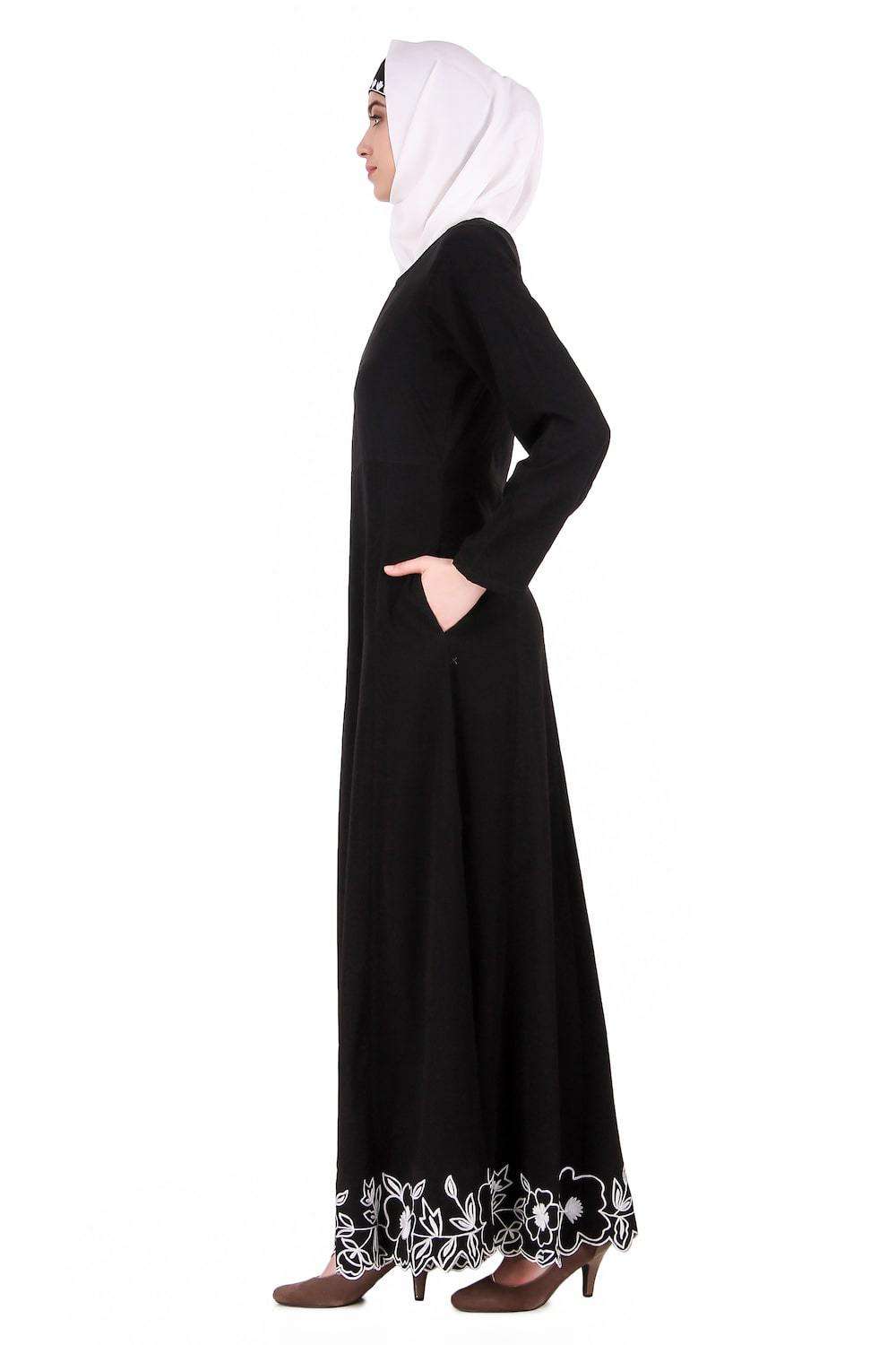 Embellished Scalped Bottom Anarkali Abaya - Elegant Muslim Women's Dress for Special Occasions & Weddings