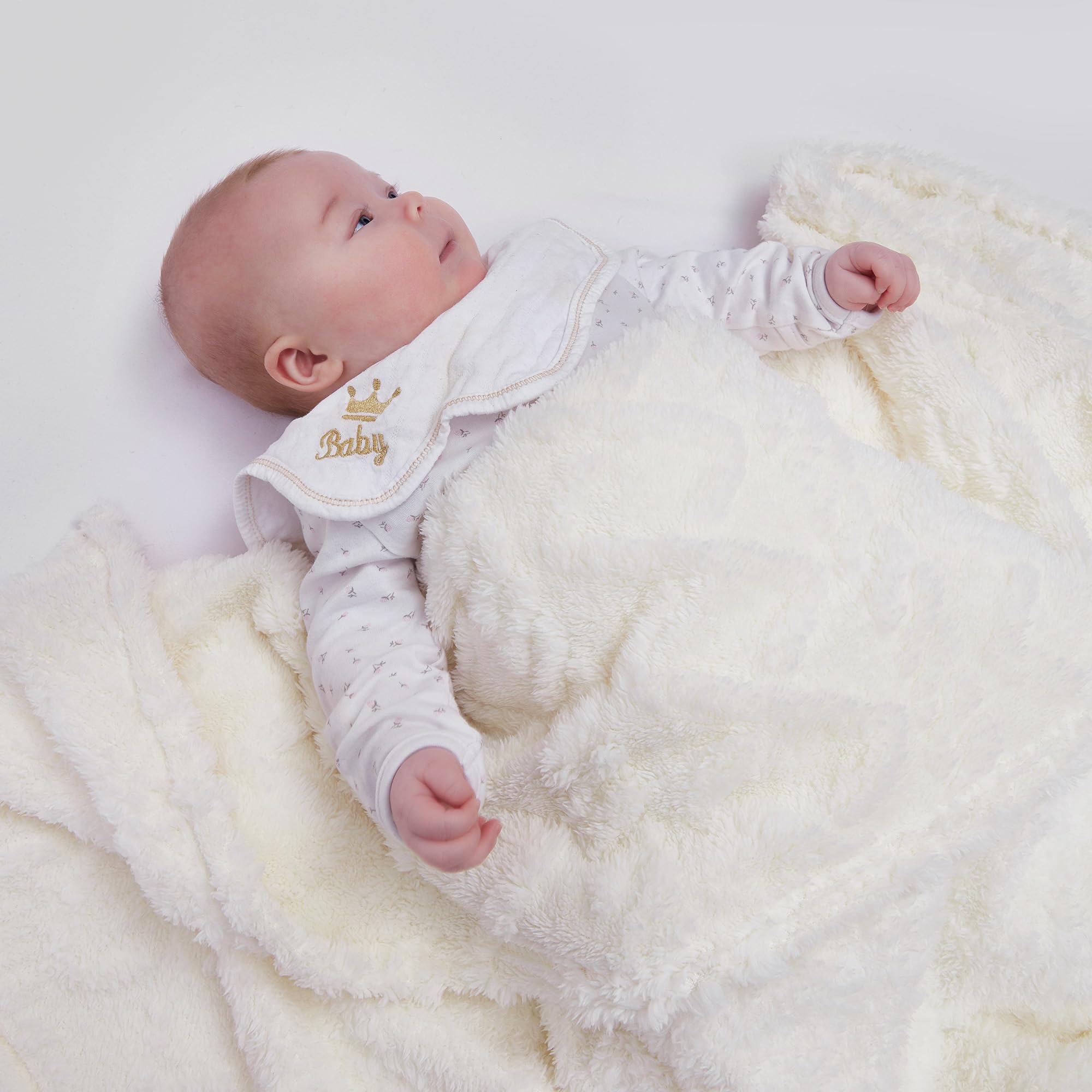 QSTEHEML Super Soft Fleece Throw Blanket - Cozy Warm Flannel Blanket for Kids & Toddlers, Thick Lightweight Decorative Travel Blanket for Couch, Sofa, Bed - Perfect for Home, Office & Travel - White, 30