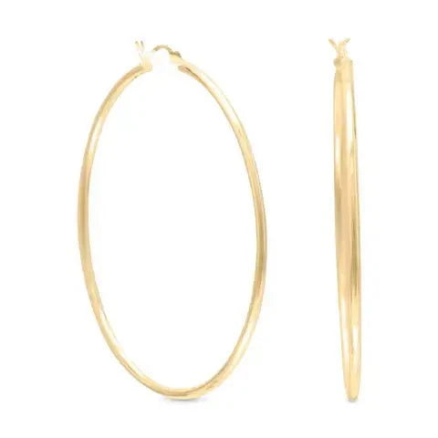 14K Gold Plated 2mm x 60mm Hoop Earrings for Women - Dainty Thin Minimalist Everyday Hoops - Perfect for Work, Date Night & Casual Outfits
