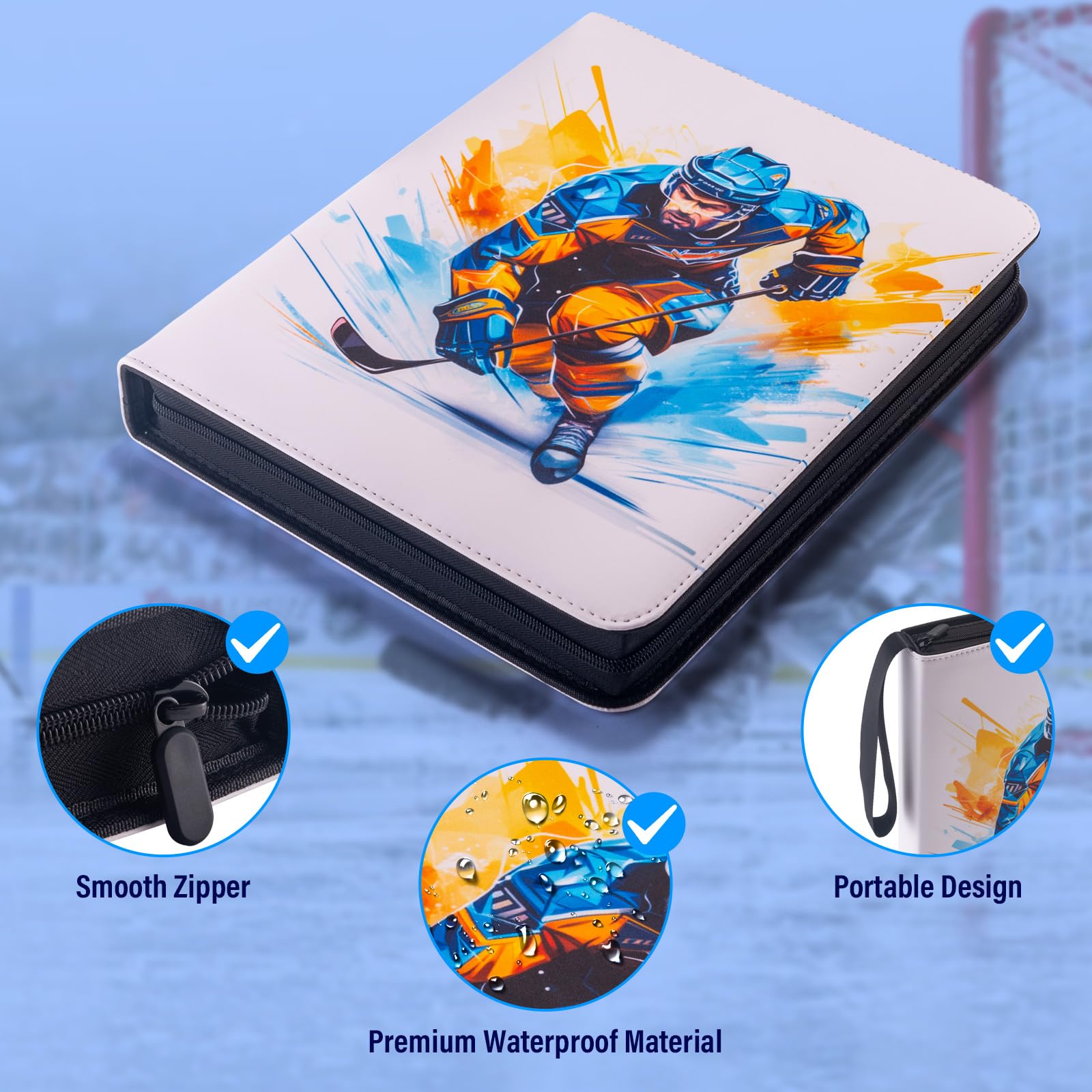 MewVeer 900-Capacity Hockey Card Binder - 9 Pocket Trading Card Album with Protective Sleeves | Premium Sports Card Storage for Collectors | Perfect for Organizing NHL, MLB & Pokemon Cards at Home or Tournaments
