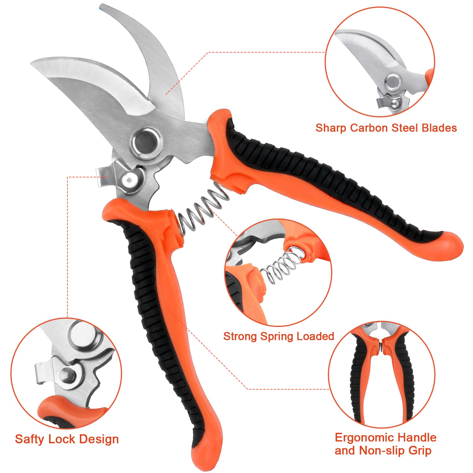 8-Piece Heavy Duty Garden Tools Set with Non-Slip Ergonomic Handles & Storage Bag - Durable Gardening Kit for Women & Men - Perfect for Planting, Weeding, and Landscaping (Orange)