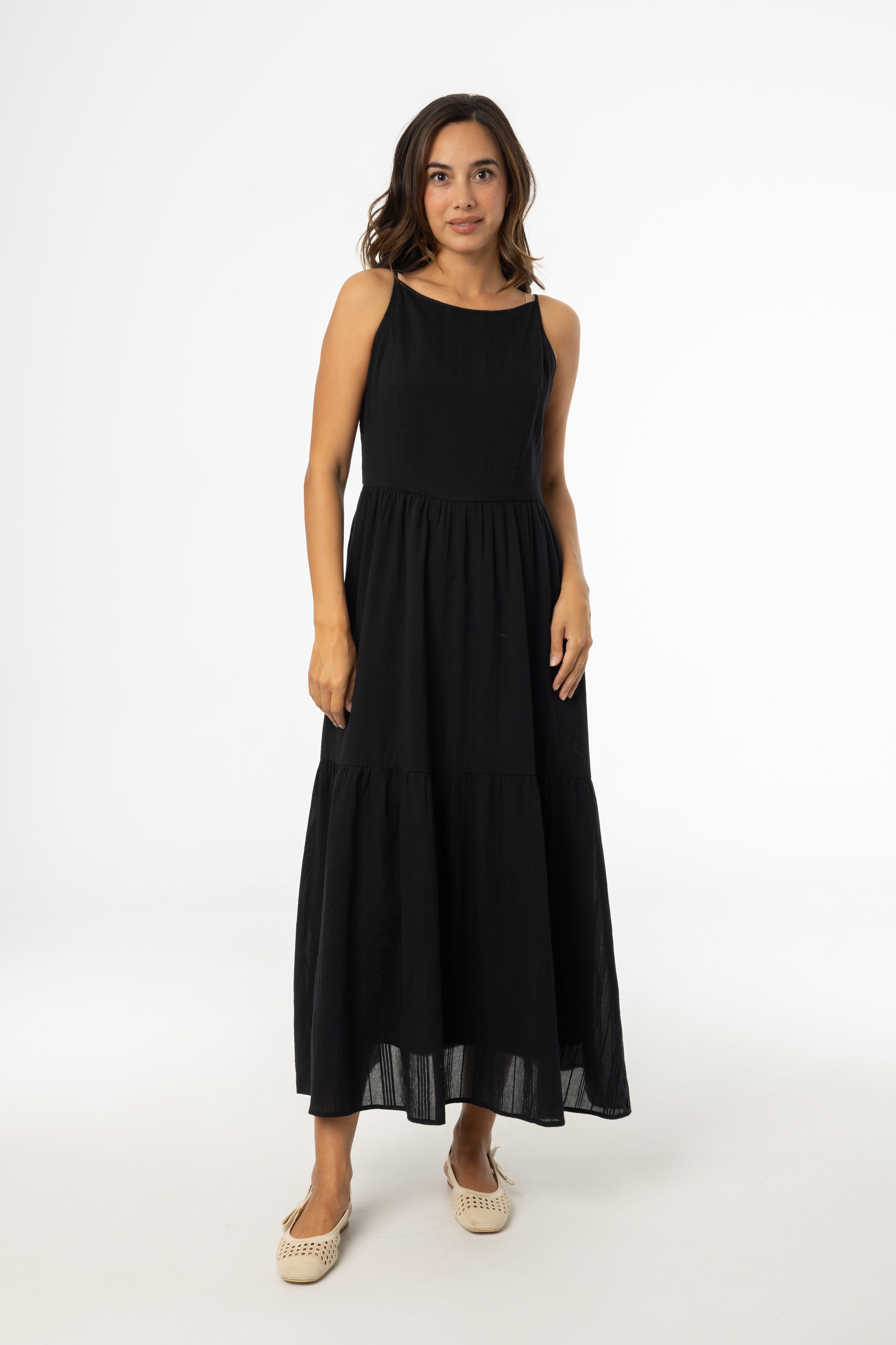 Black Tiered Jumper Dress for Women - Elegant Layered Midi Dress with Flowy Skirt | Perfect for Parties, Weddings & Date Nights