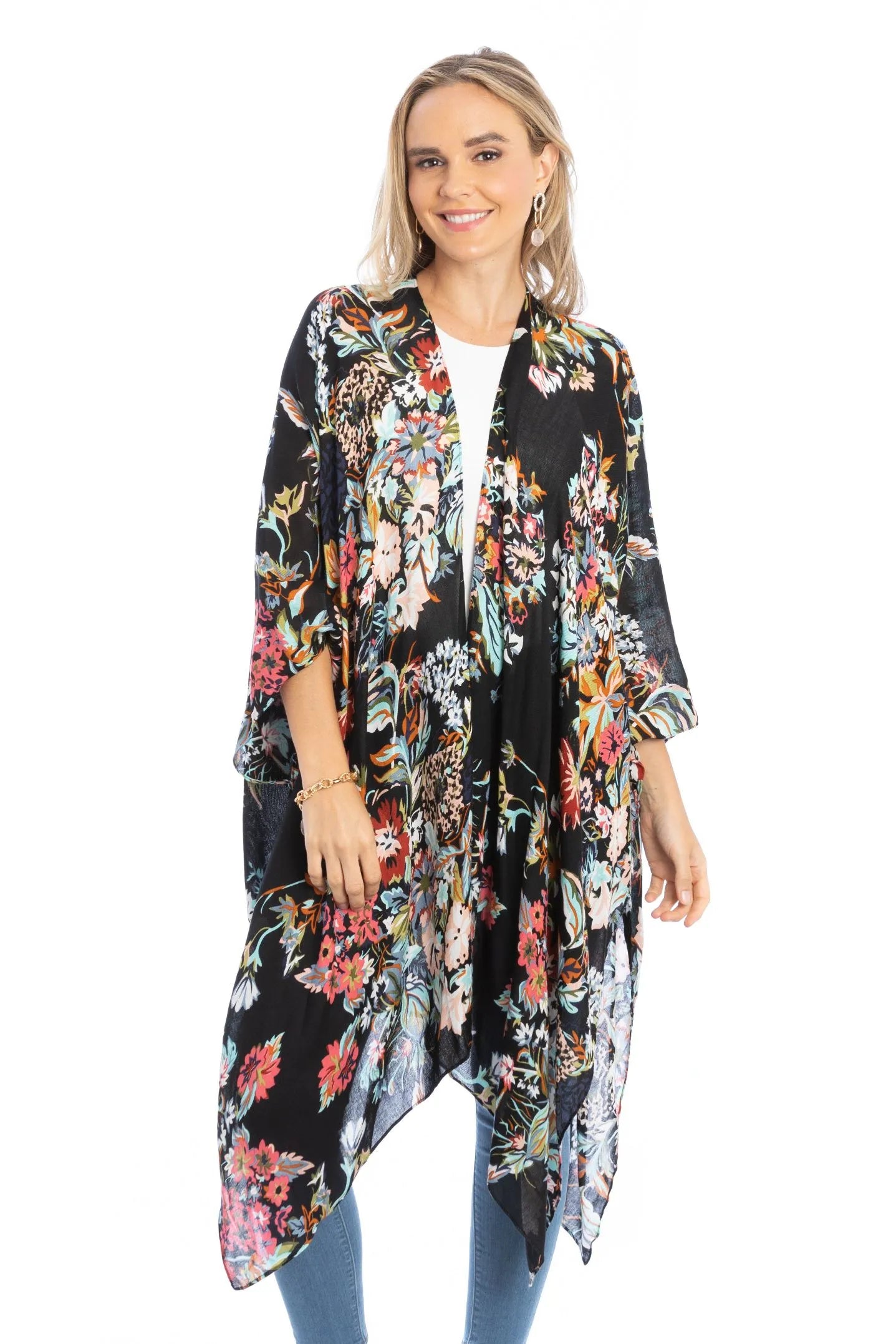 Elegant Floral Kimono Robe - Lightweight & Flowy Women's Cover Up for Beach, Pool, or Lounge Wear