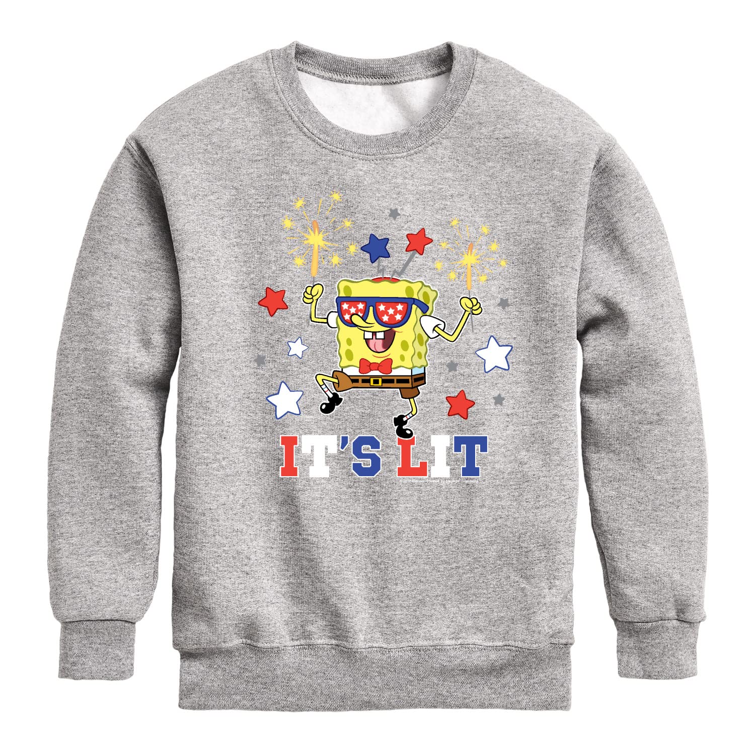 HYBRID APPAREL Spongebob Squarepants 'It's Lit' Fleece Crewneck Sweatshirt for Toddler & Youth | Cartoon Character Hoodie for Kids, Boys & Girls | Perfect for School, Playdates & Family Outings