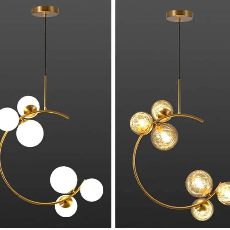 Modern Semi Arc White Glass Ball Pendant Light - Elegant Hanging Chandelier for Dining Room, Kitchen Island, Bedroom & Living Room Decor