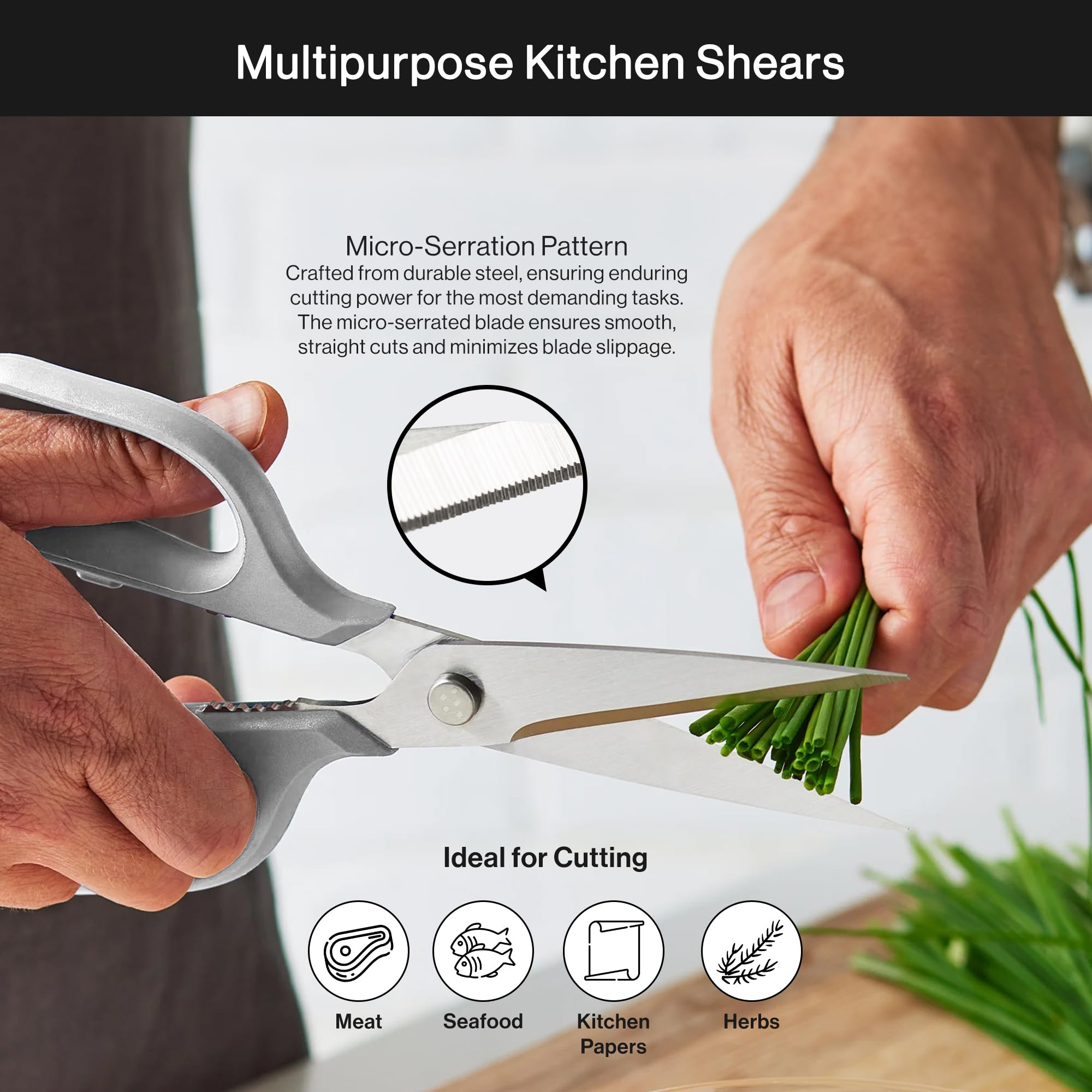 Misen Heavy Duty Kitchen Shears - Professional Stainless Steel Cooking Scissors for Cutting Meat, Poultry, Herbs & Vegetables - Dishwasher Safe Kitchen Shears with Ergonomic Ambidextrous Handle - Perfect for Meal Prep, Butchering & Food Processing (Red)