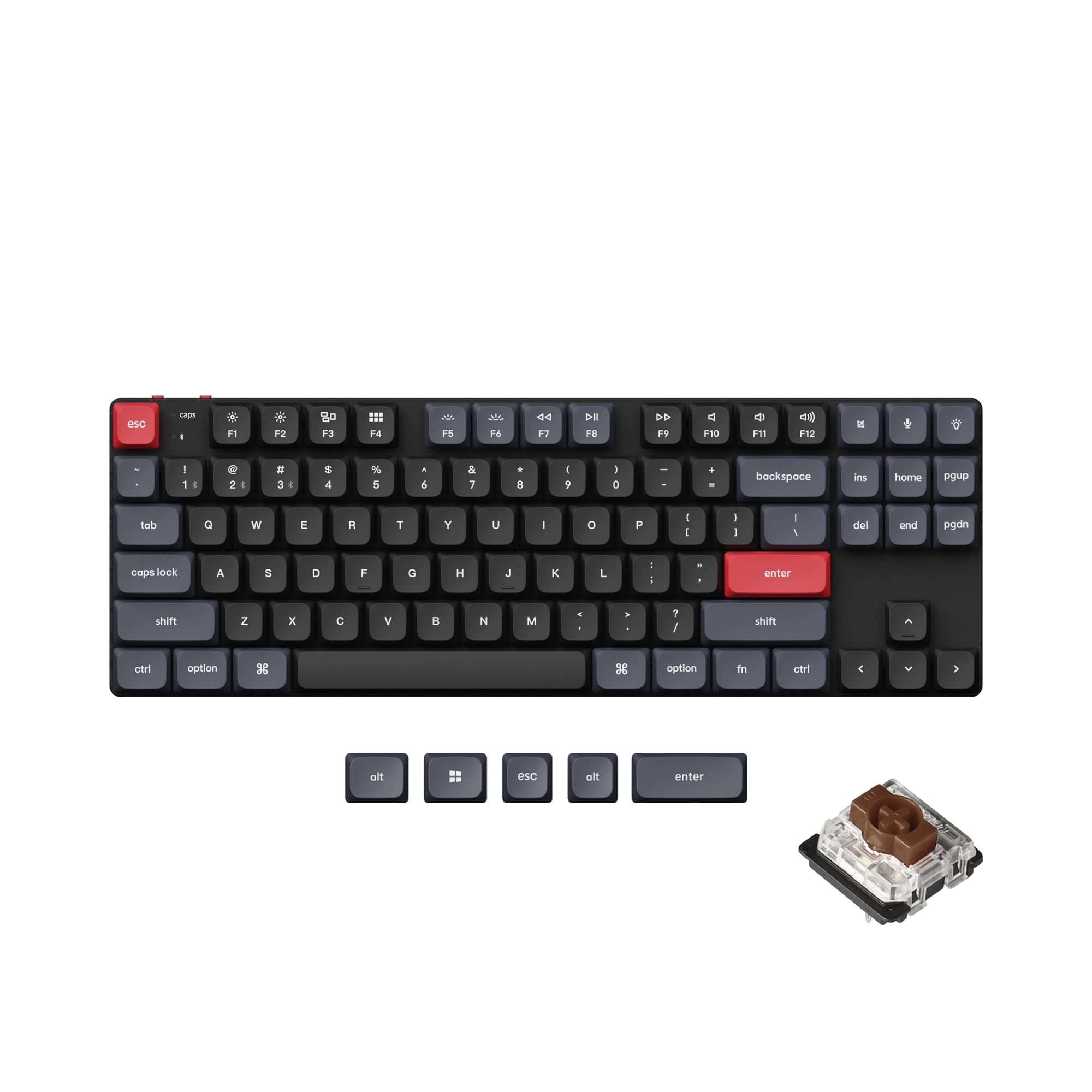 Keychron K1 Pro RGB Ultra-Slim Wireless Mechanical Keyboard - Low-Profile Gateron Brown Switches, PBT Keycaps, QMK/VIA Customization, Bluetooth/USB Wired, TKL Layout for Mac, Windows, Linux - Perfect for Office Work, Gaming & Programming