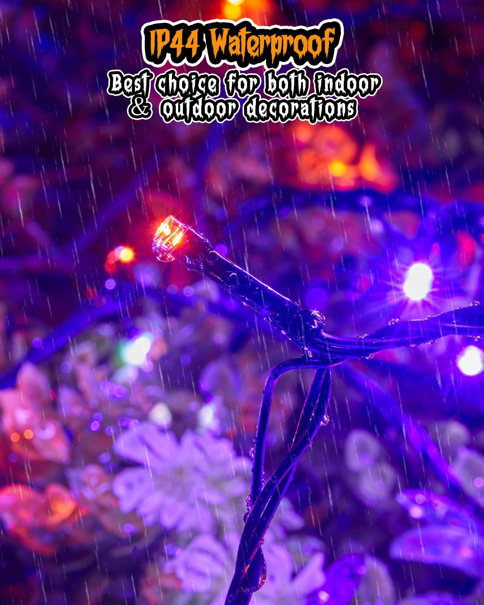 66FT Purple & Orange LED Fairy String Lights - 200 Twinkle Lights with 8 Modes for Halloween Party Decorations, Garden Lighting, Bedroom & Indoor/Outdoor Decor | Perfect for Christmas, Weddings, Patio and Special Events