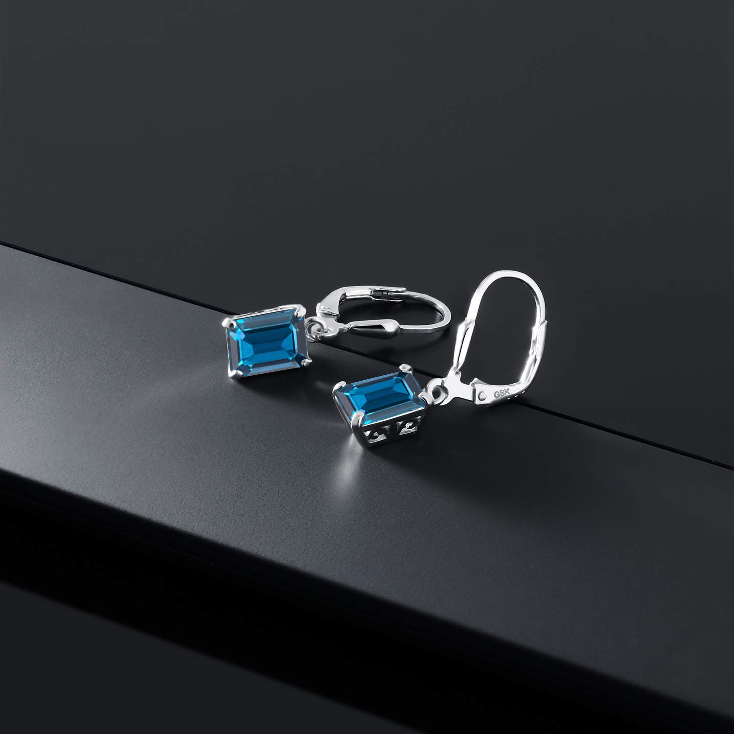 8X6MM Emerald Cut Gemstone Leverback Drop Earrings for Women - 925 Sterling Silver Birthstone Jewelry | Perfect Gift for Mom, Wife, Her | Elegant for Parties, Weddings, Daily Wear