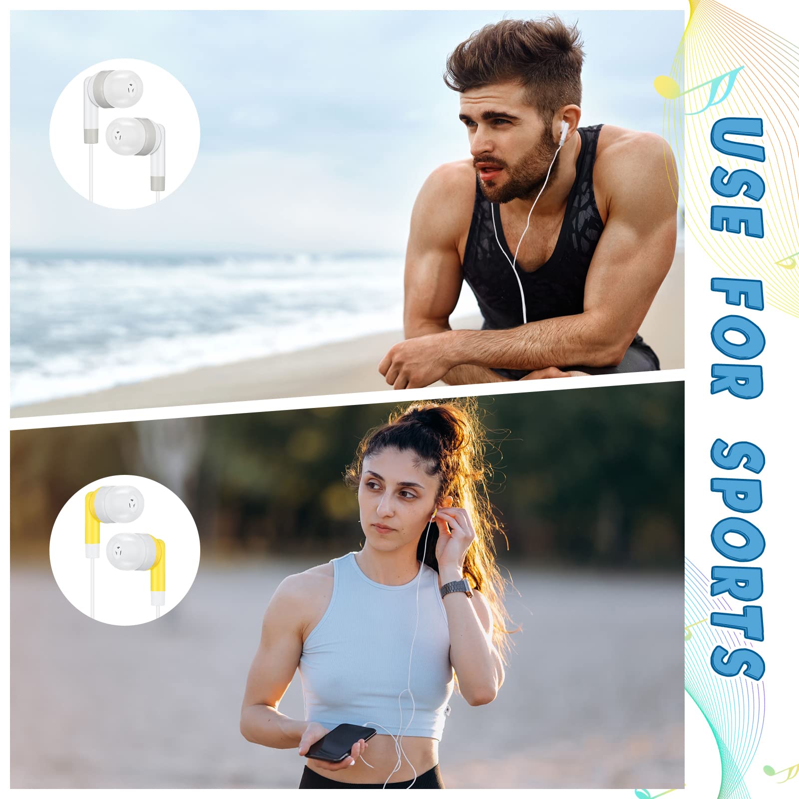 Kigeli 500 Pack Bulk Wired Earbuds - Colorful Classroom Headphones for Kids & Adults - Compatible with Smartphones, Laptops - Perfect for School, Library, Online Learning & Office Use