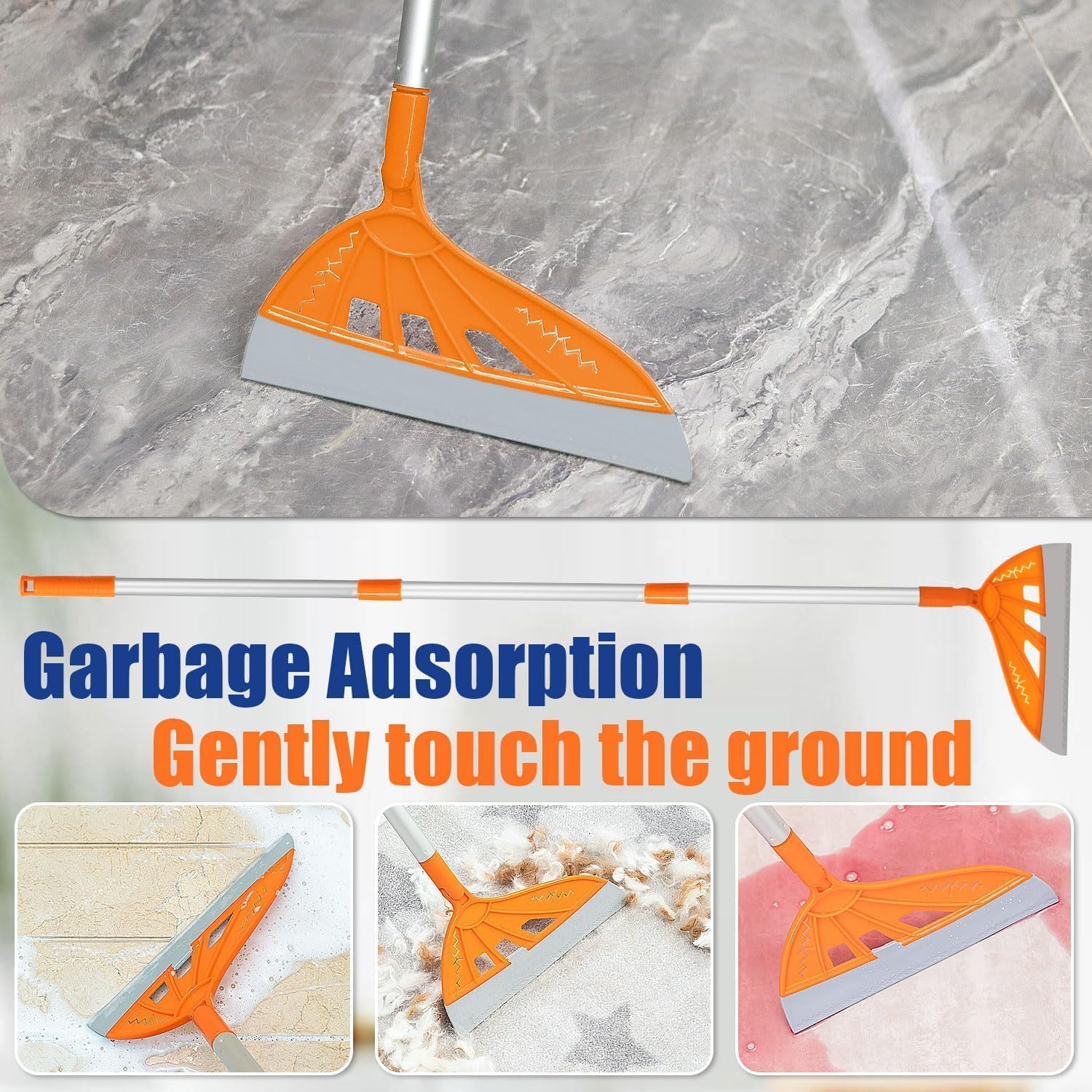 Magic Air Broom - 2-in-1 Silicone Floor Cleaner with V-Shape Brush for Pet Hair & Spills - Home & Office Use