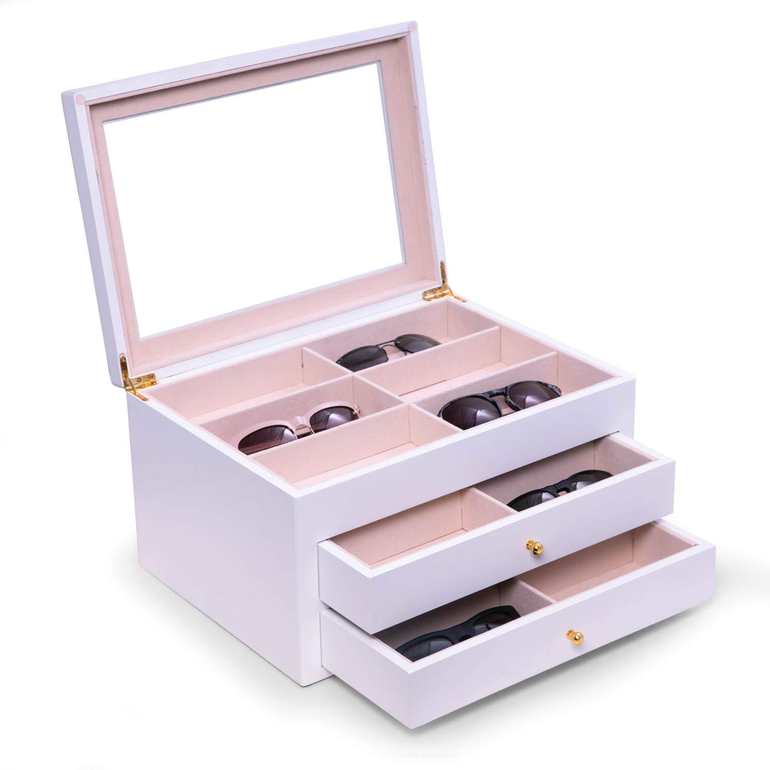 Premium 18-Slot Wooden Eyeglass & Sunglass Storage Box - Extra Large Slots with Soft Velour Lining - Luxury Dresser Organizer for Glasses Collection - Perfect for Bedroom, Office & Travel Organization