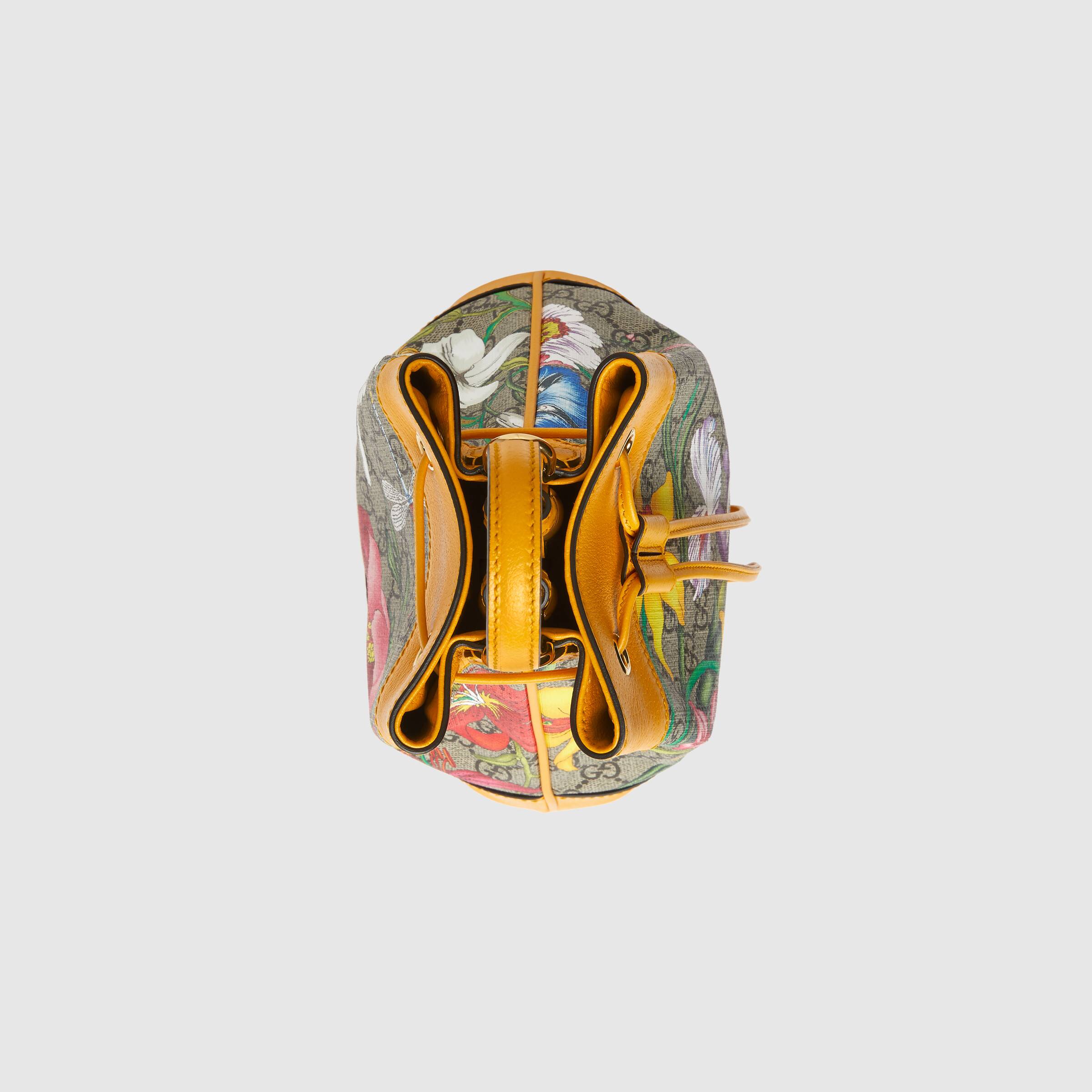 Gucci Ophidia GG Flora Small Bucket Bag in Yellow | Luxury Crossbody Handbag for Women | Perfect for Date Night, Travel & Everyday Use