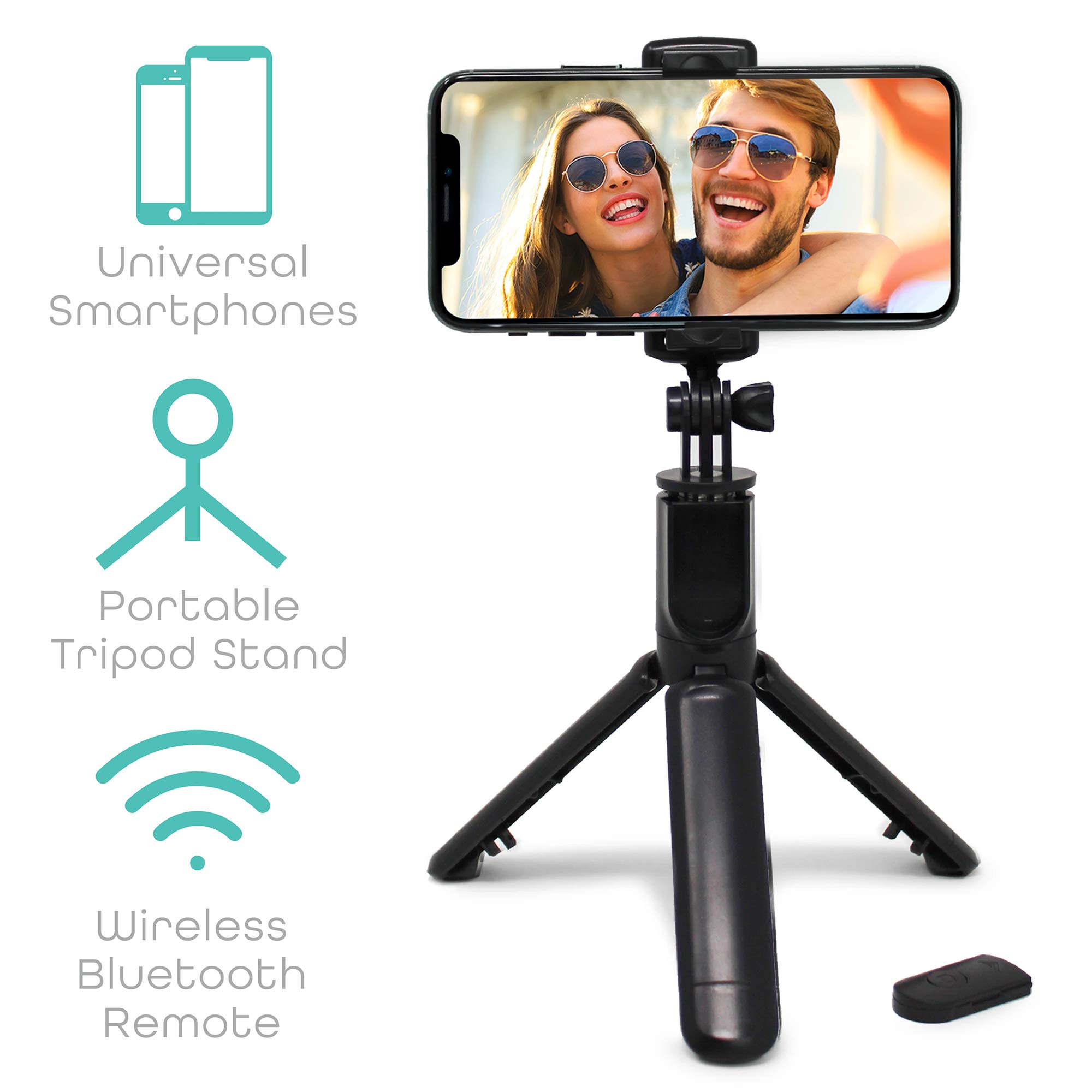 Aduro U-Stream Extendable Aluminum Selfie Stick Tripod with Wireless Remote - Adjustable Phone Stand for iPhone & Android - Perfect for Travel, Vlogging, and Live Streaming