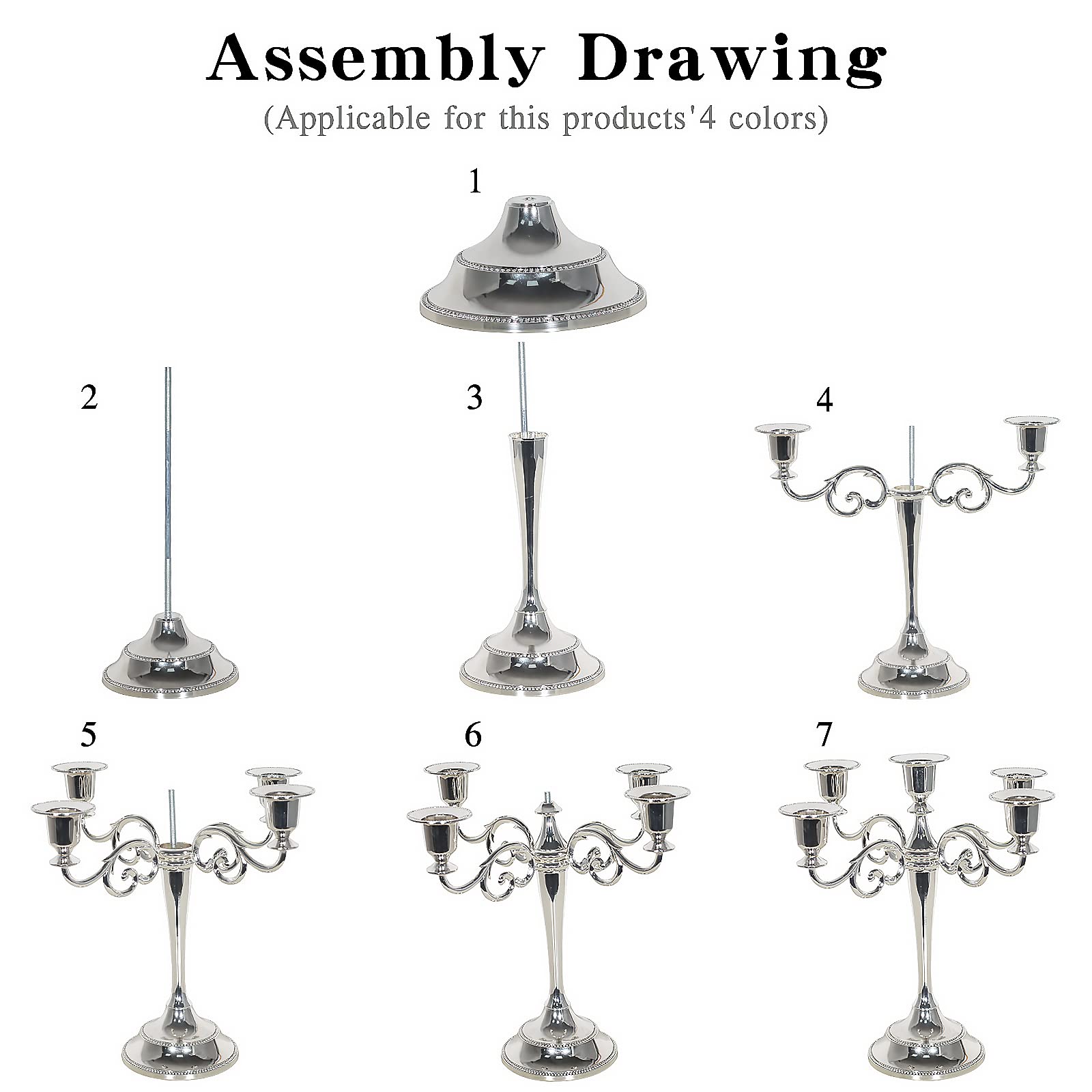 Elegant Silver 5-Candle Metal Candelabra - 10.6 Inch Tall Decorative Candle Holder for Valentine's Day, Christmas, Wedding, Home Decor & Dining Table Centerpiece | Perfect for Romantic Dinners, Holiday Decorations & Special Occasions