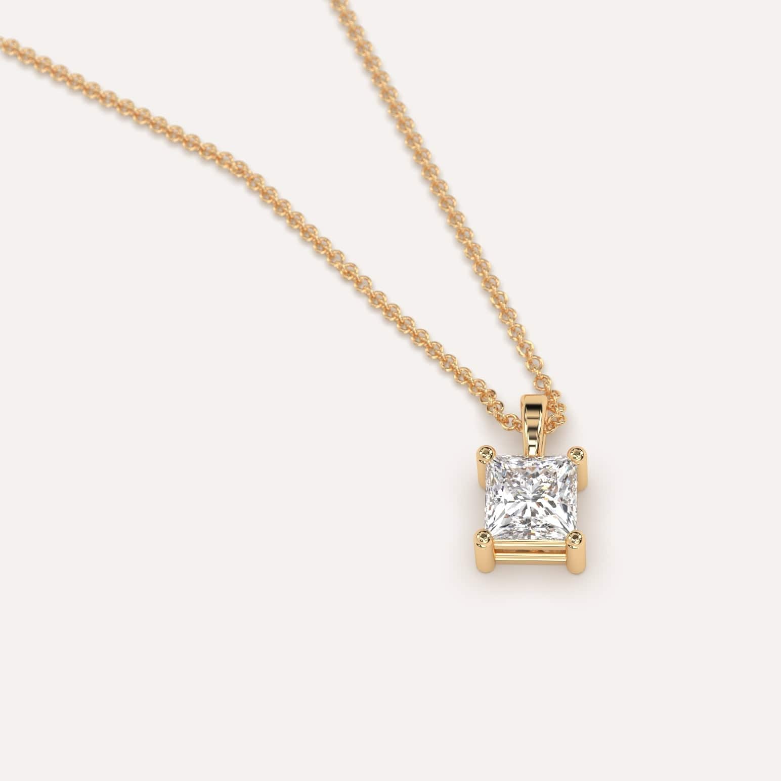 1/2 Carat Princess Cut Diamond Pendant Necklace - 14K White Gold Chain for Women - Perfect for Weddings, Anniversaries & Special Occasions
