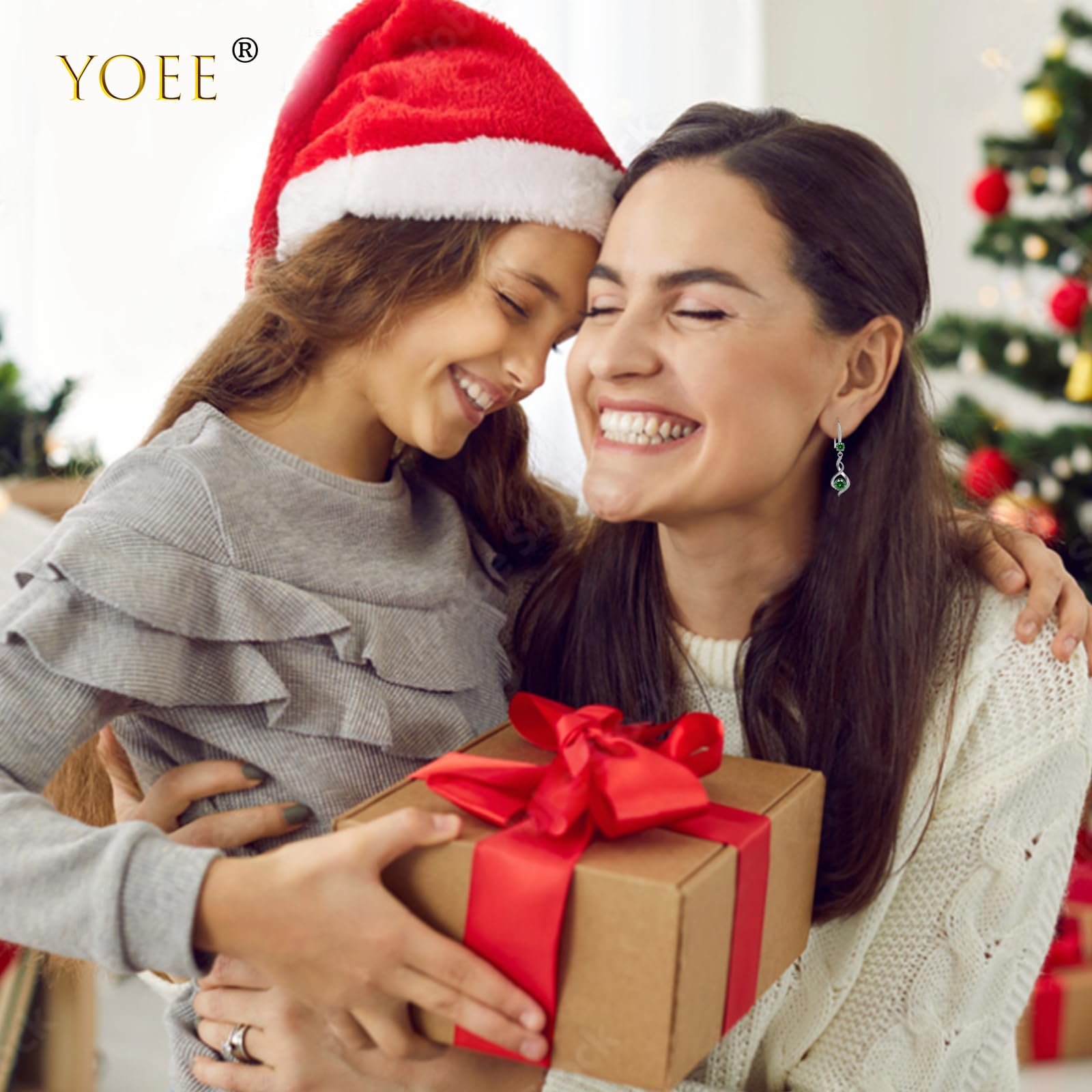YOEE Sterling Silver Plated Drop Earrings for Women & Girls | Hypoallergenic Dangle Birthstone Earrings with Cubic Zirconia | Perfect Birthday & Mother's Day Jewelry Gift for Her | Elegant for Parties, Weddings & Daily Wear