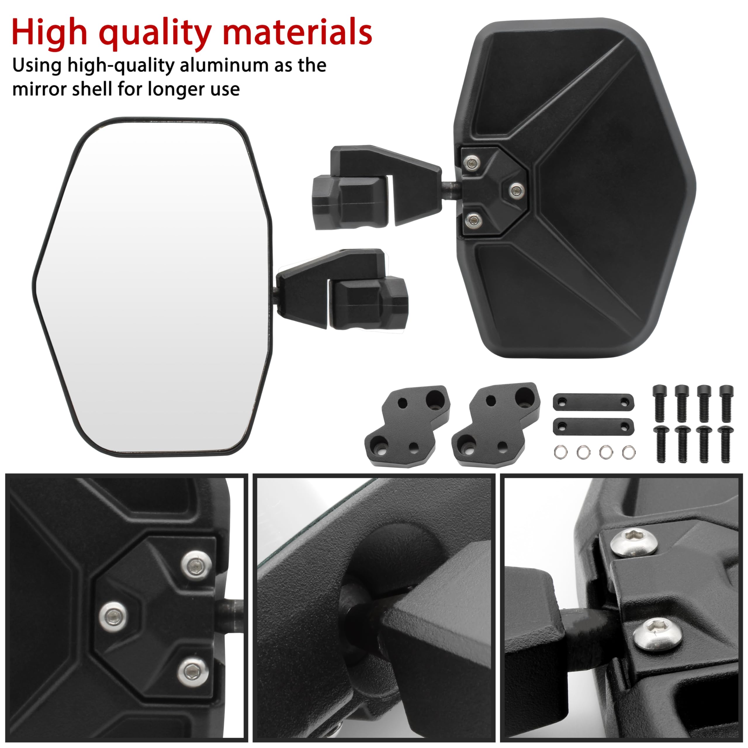 Can-Am Defender 2016-2024 Side View Mirrors - Convex Break-Away Rearview Mirrors Replacement for Defender MAX HD5 HD8 HD10 (2-Pack) - Perfect for Off-Roading, Hunting & Farm Work