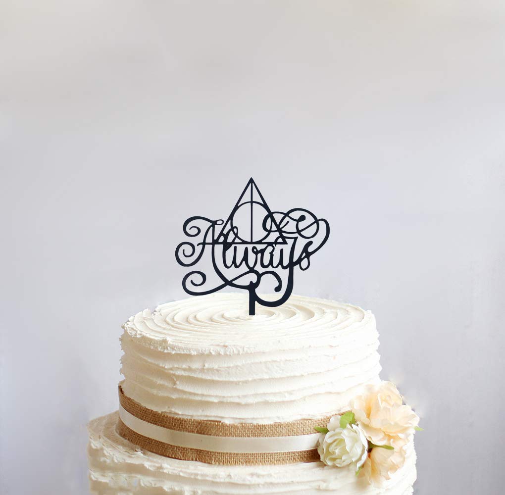 Black Always Cake Topper - Elegant Wedding Sign for Anniversaries, Bridal Showers & Party Decorations | Perfect for Harry Potter Themed Weddings, Couples Celebrations & Romantic Events